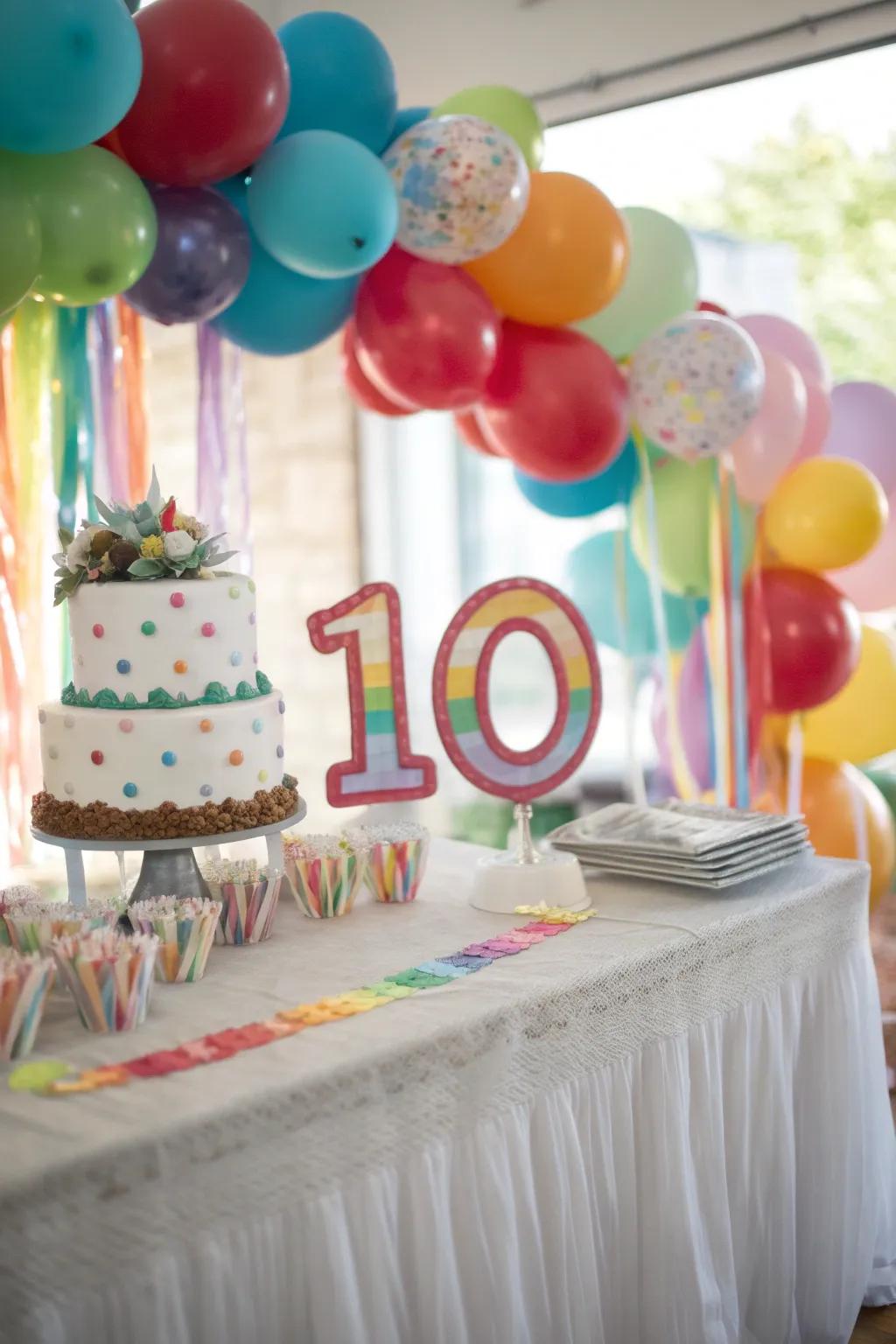 A chic Terrific Tens theme emphasizing the number 10.