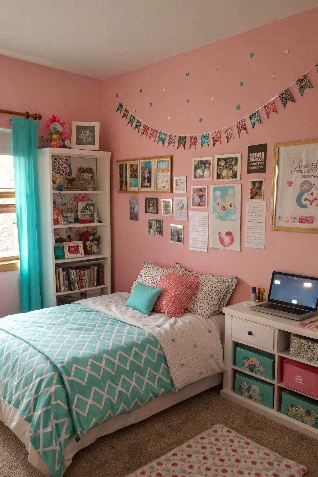 A serene room showcasing a pastel color scheme, ideal for unwinding.