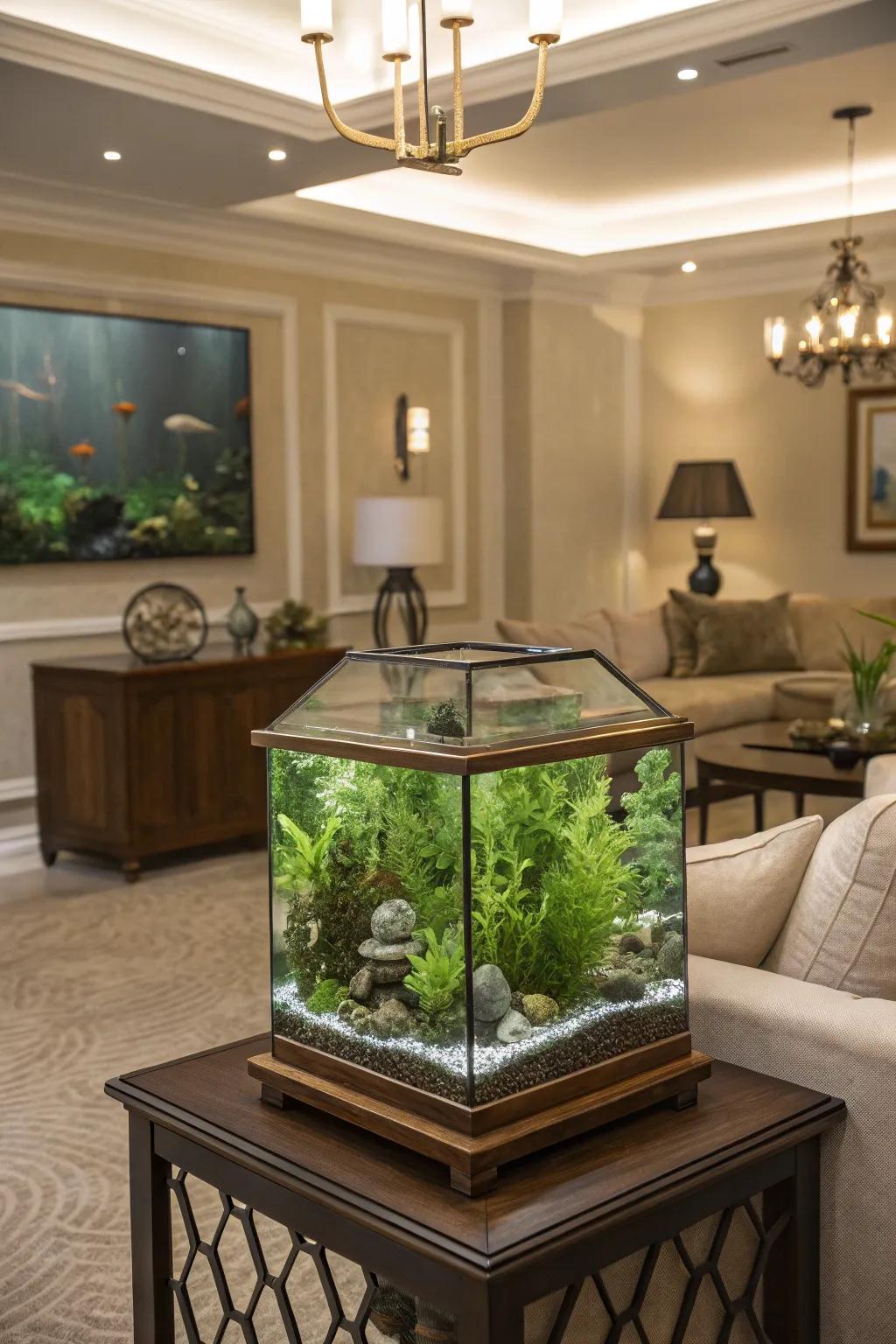 Transform your hexagon aquarium into a vibrant, verdant paradise.