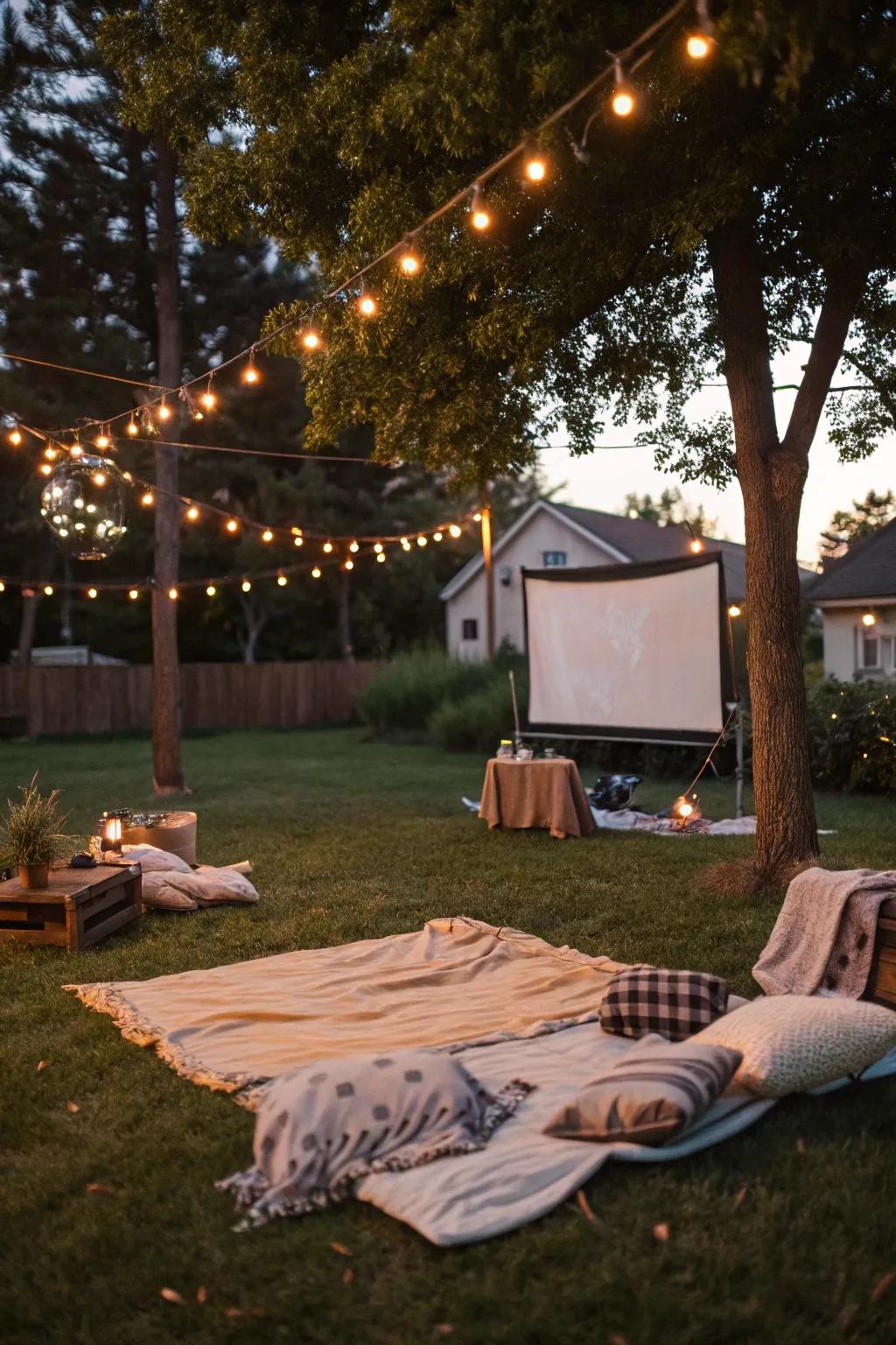 Experience the enchantment of an outdoor movie night for your 40th birthday celebration.
