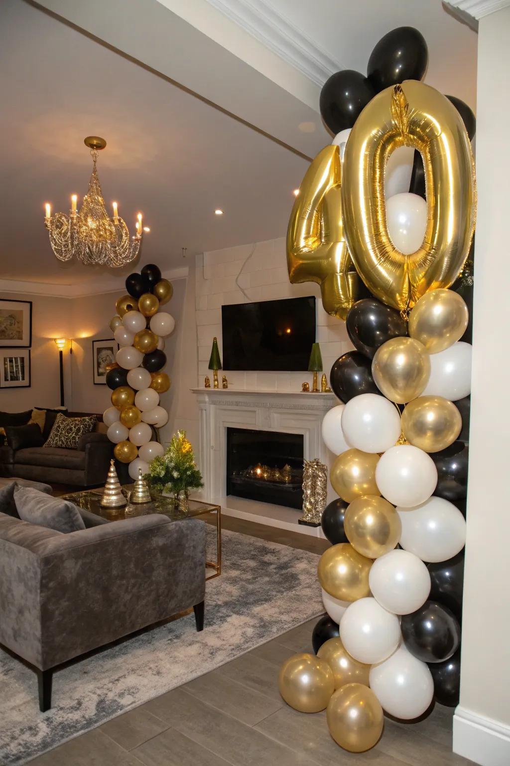 Elevate your party space with elegant balloon bunches.