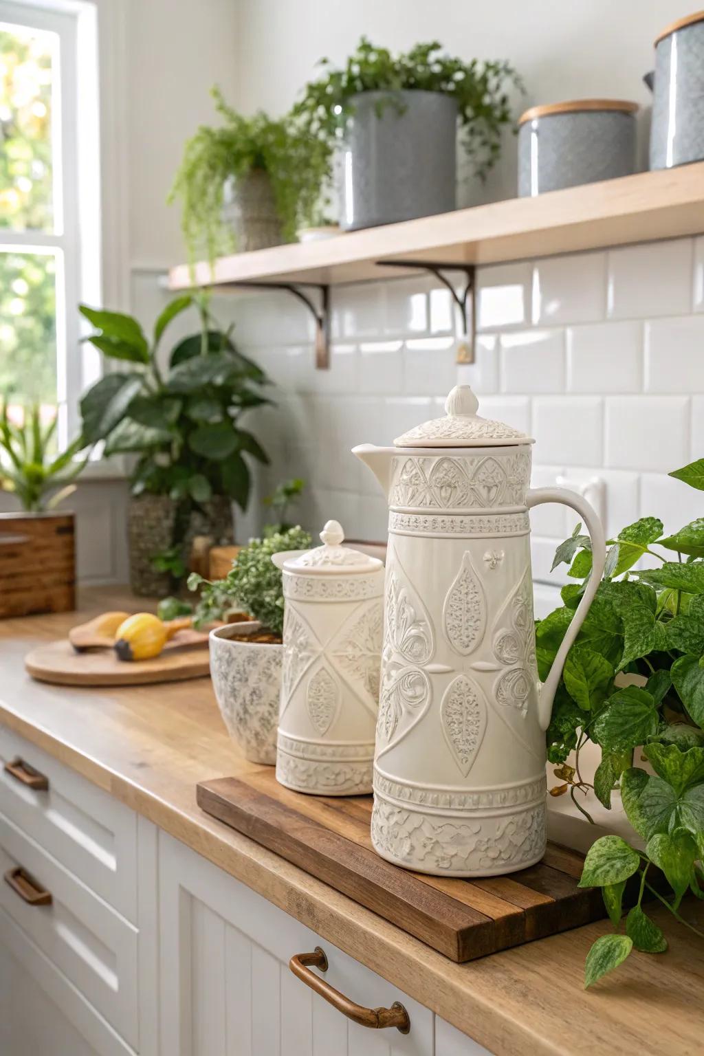 Chic ceramic jugs transform water storage into a design statement.