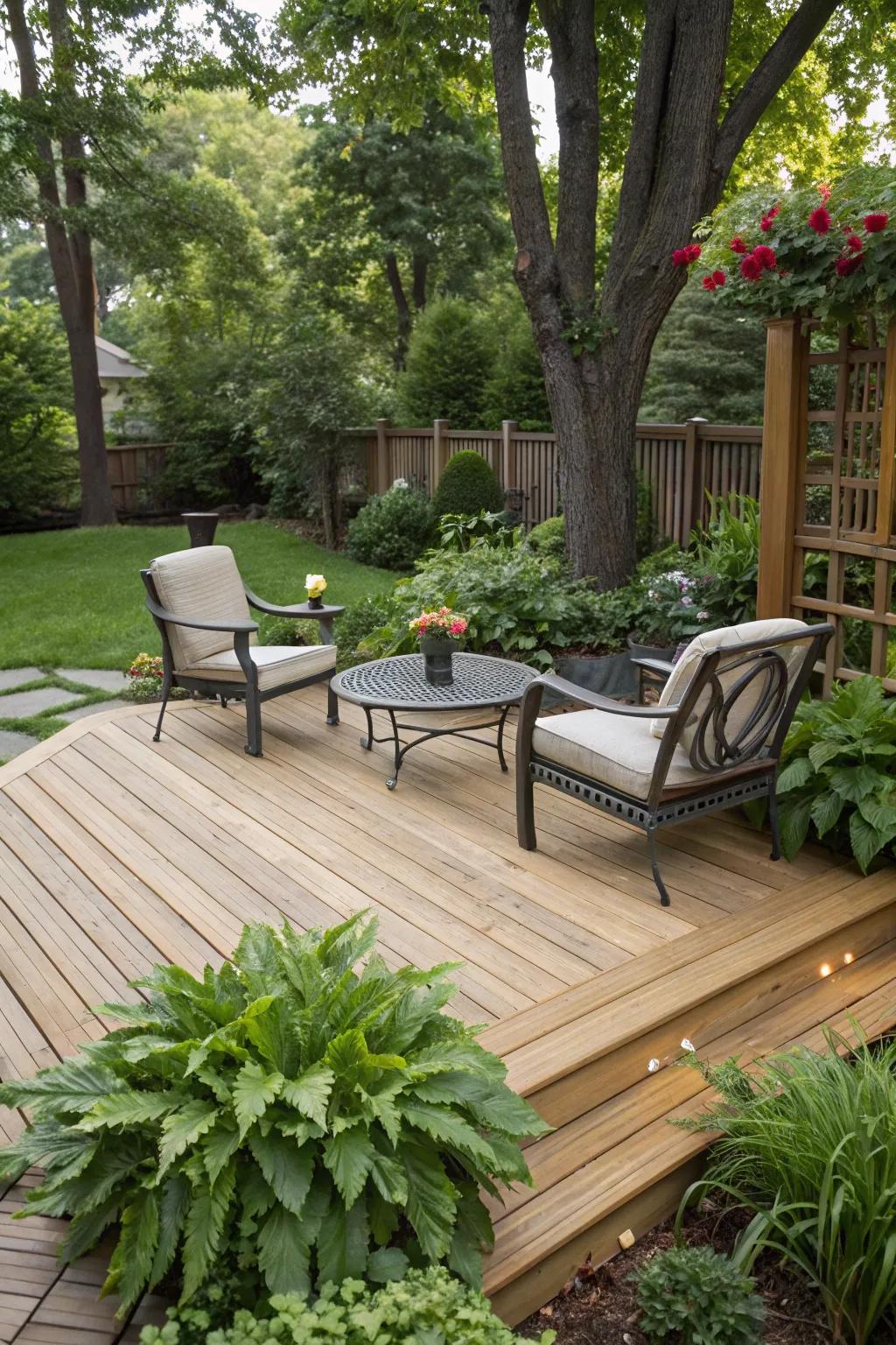 A timeless wooden deck that emanates everlasting beauty.