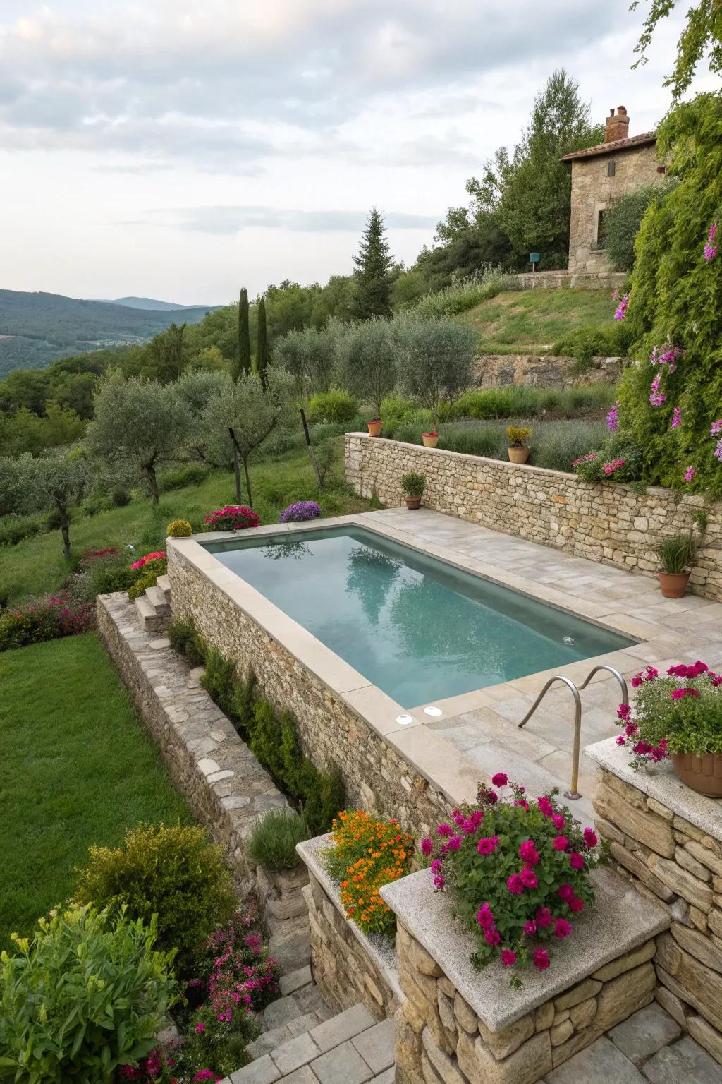 Stone walls bring in a sense of sophistication and effortlessly blend with the landscape.