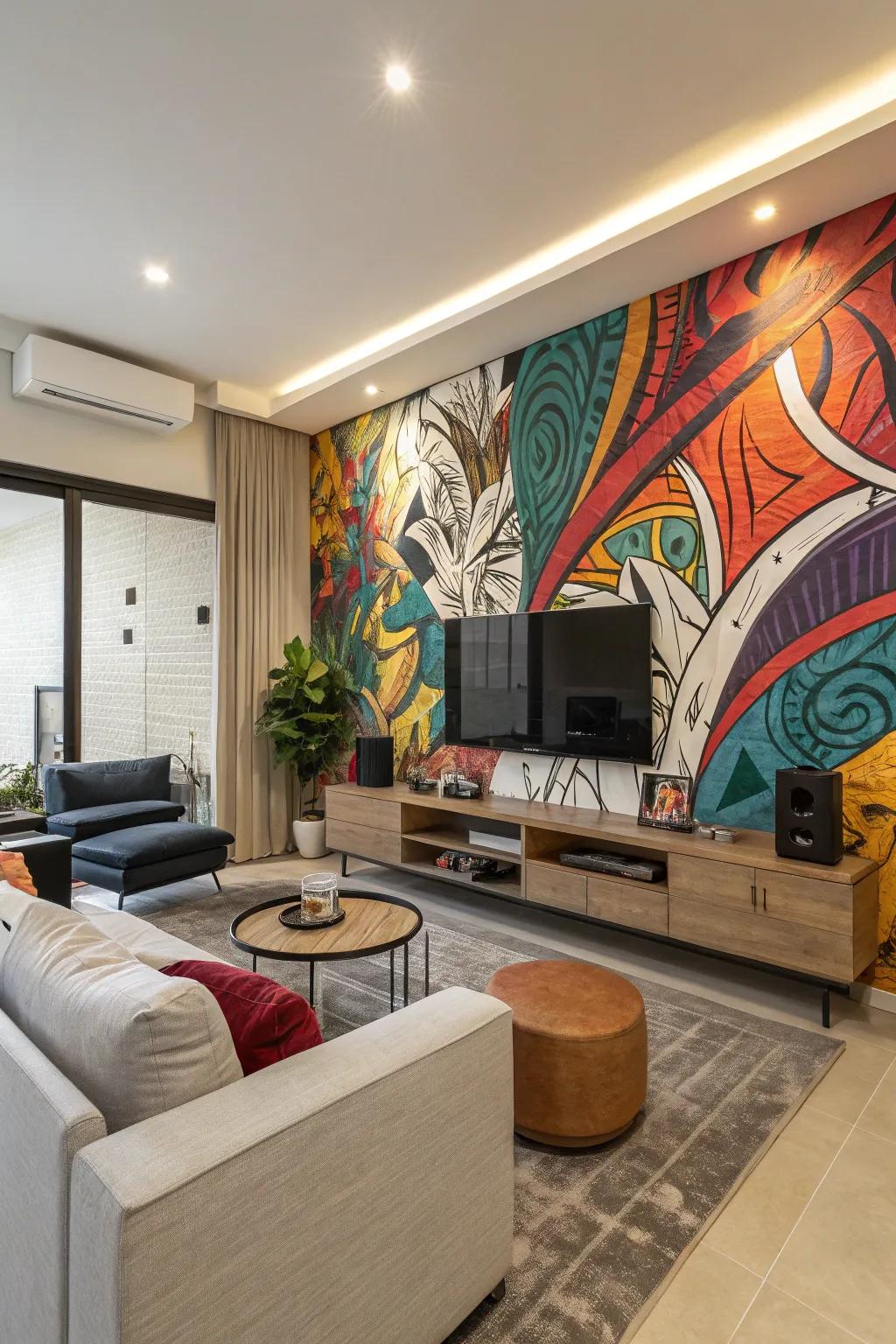 Infuse your space with vibrancy and color through striking non-representational murals.