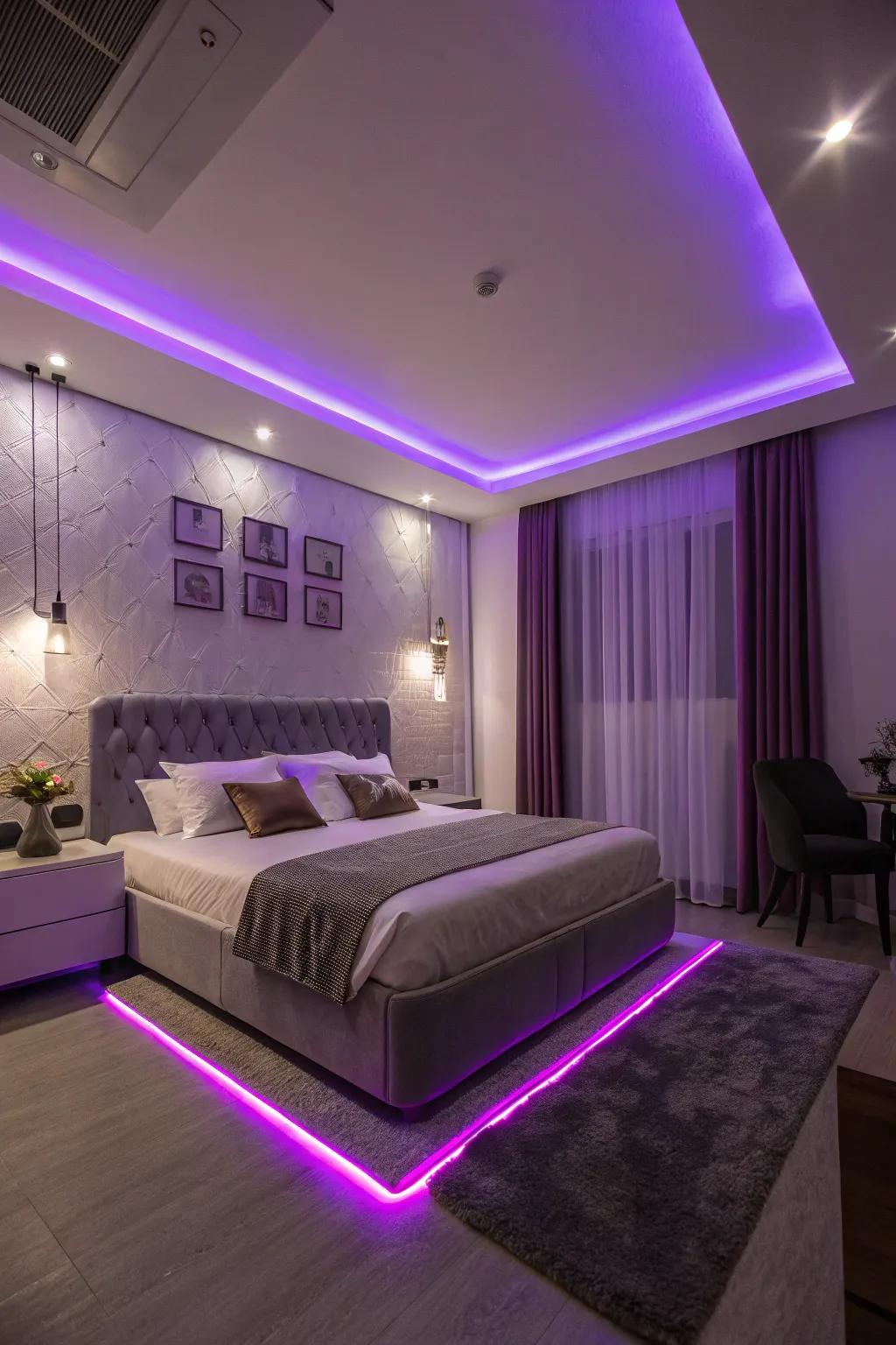 Craft the perfect mood with enchanting purple LED lights.