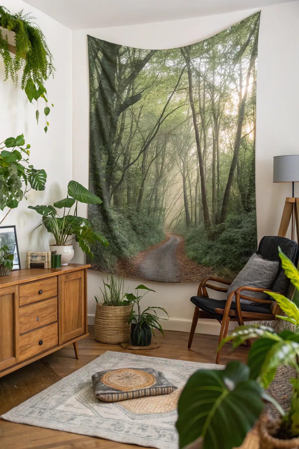 Nature-inspired wall hangings bring the outdoors inside.