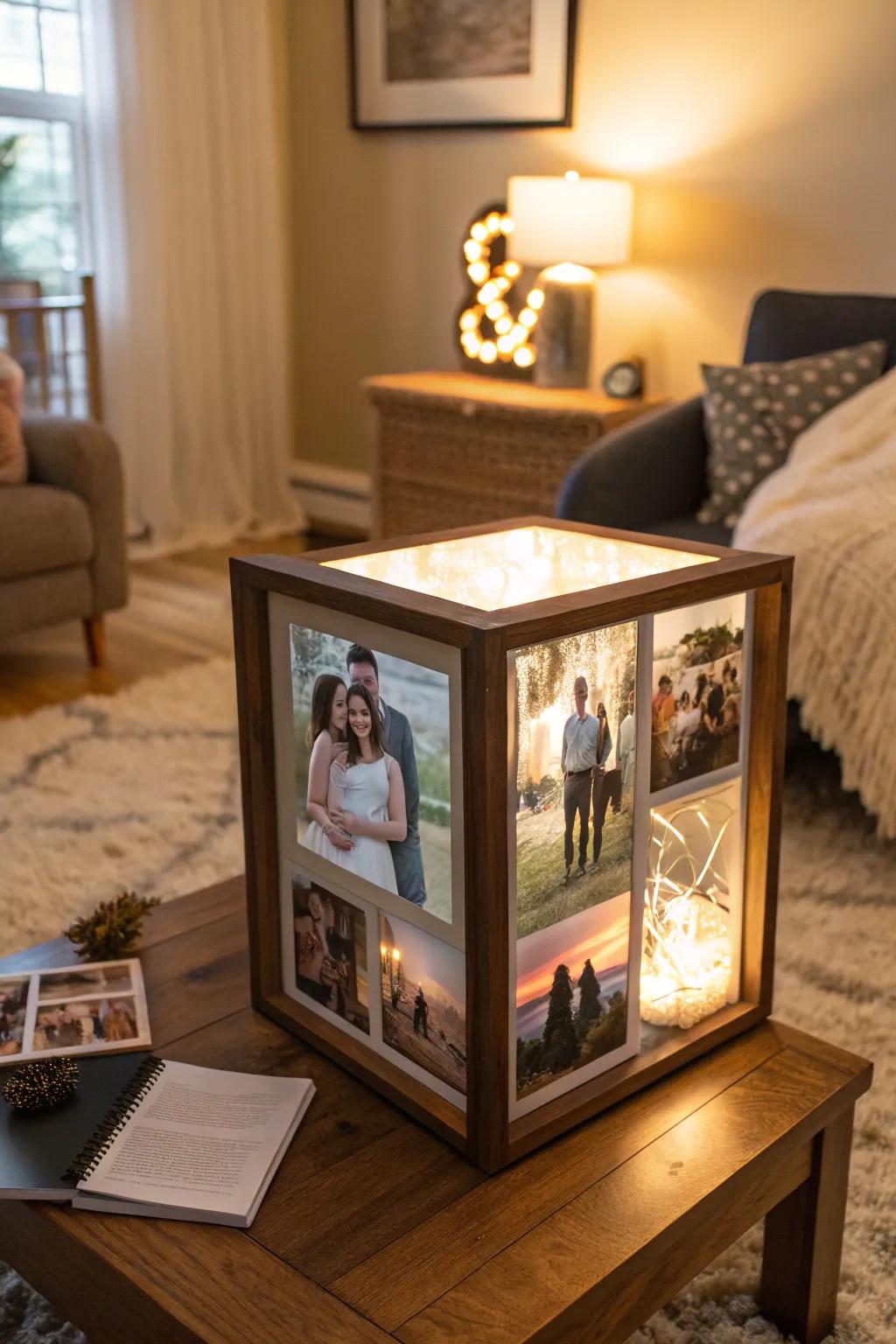 A snapshot shadow box that tells your love story.