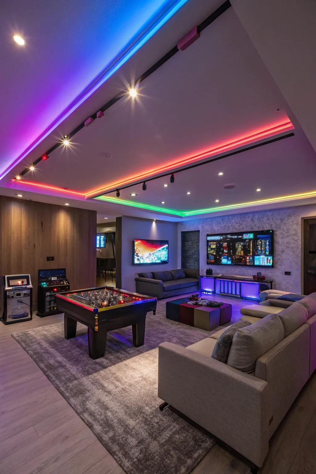 LED lighting can dramatically alter the feel of your game room, injecting color and energy.
