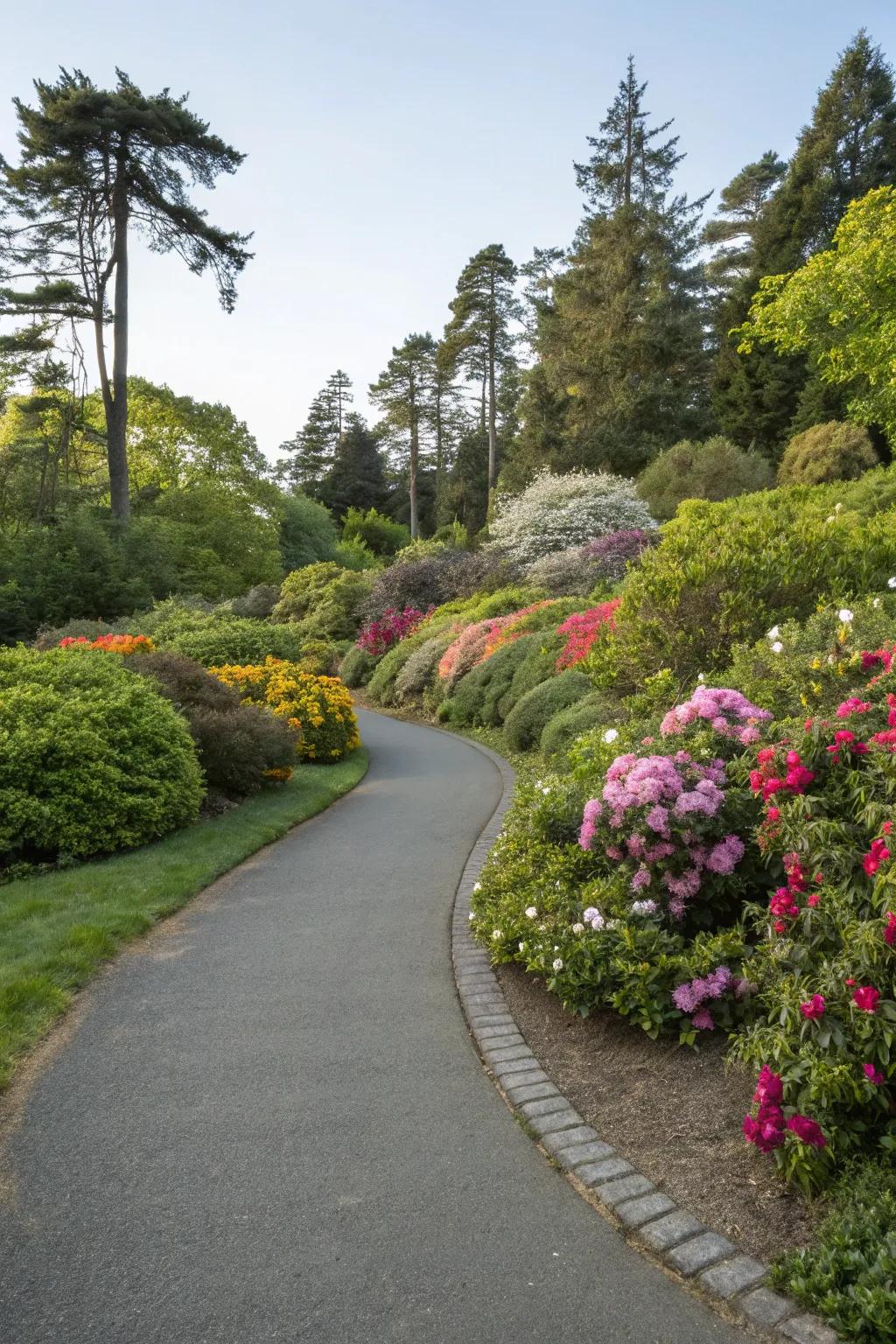 A winding asphalt pathway adds elegance and ease to your garden.