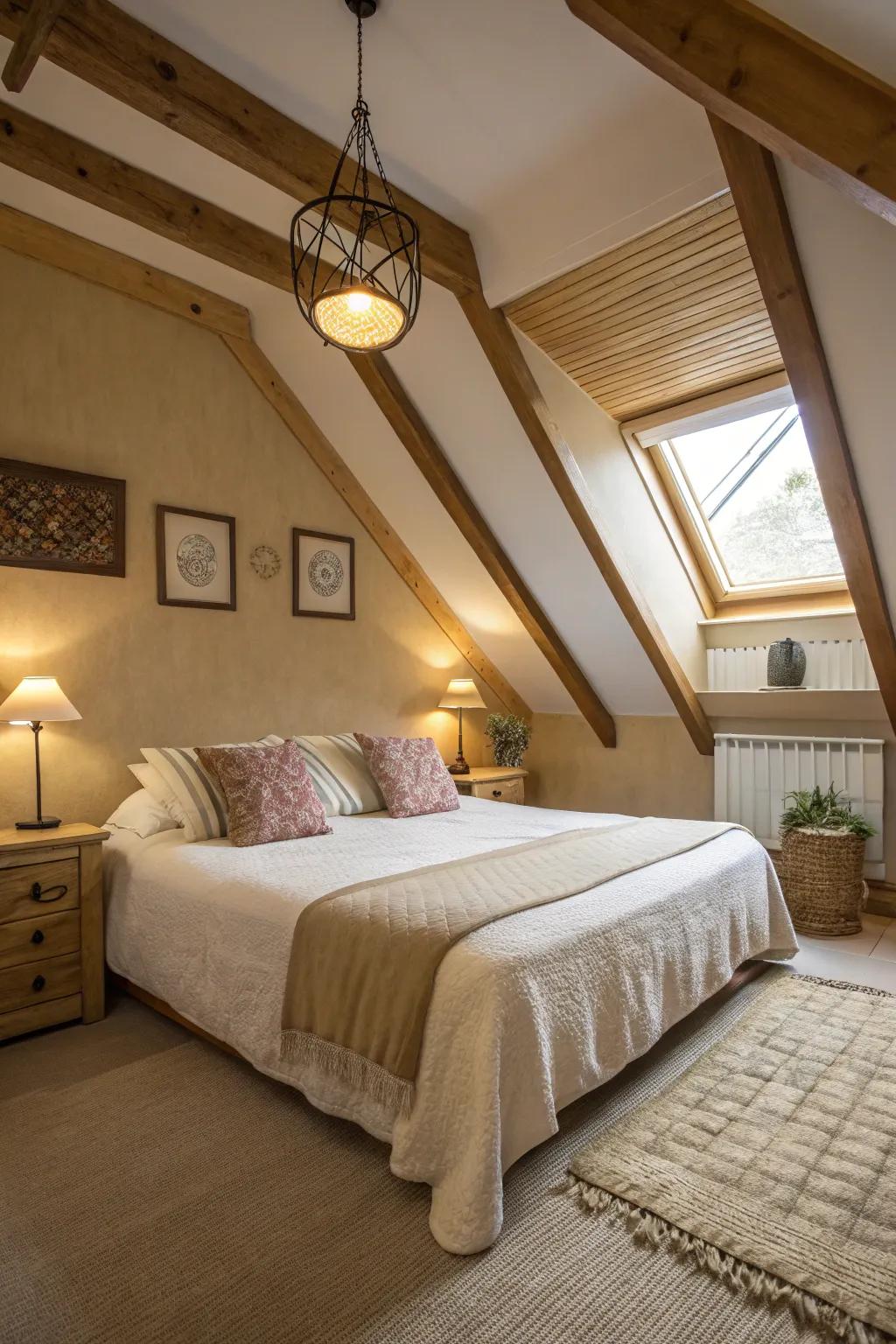 Make use of angled roofs for fashioning an intimate sleeping spot.
