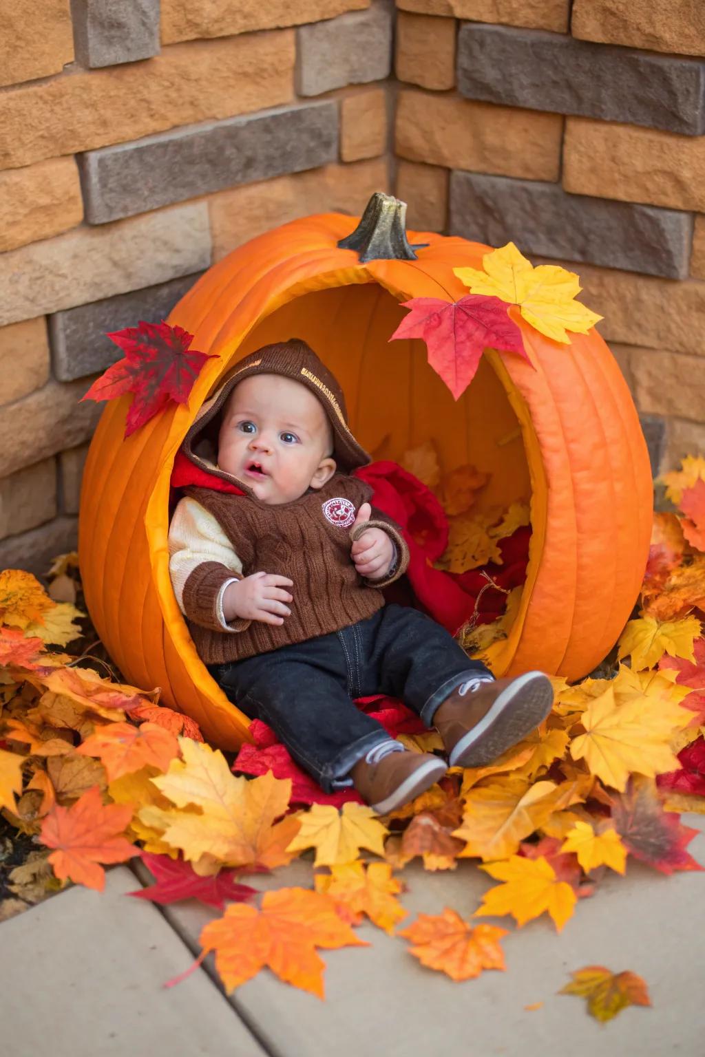 Seize endearing memories of your infant nestled in a gourd.