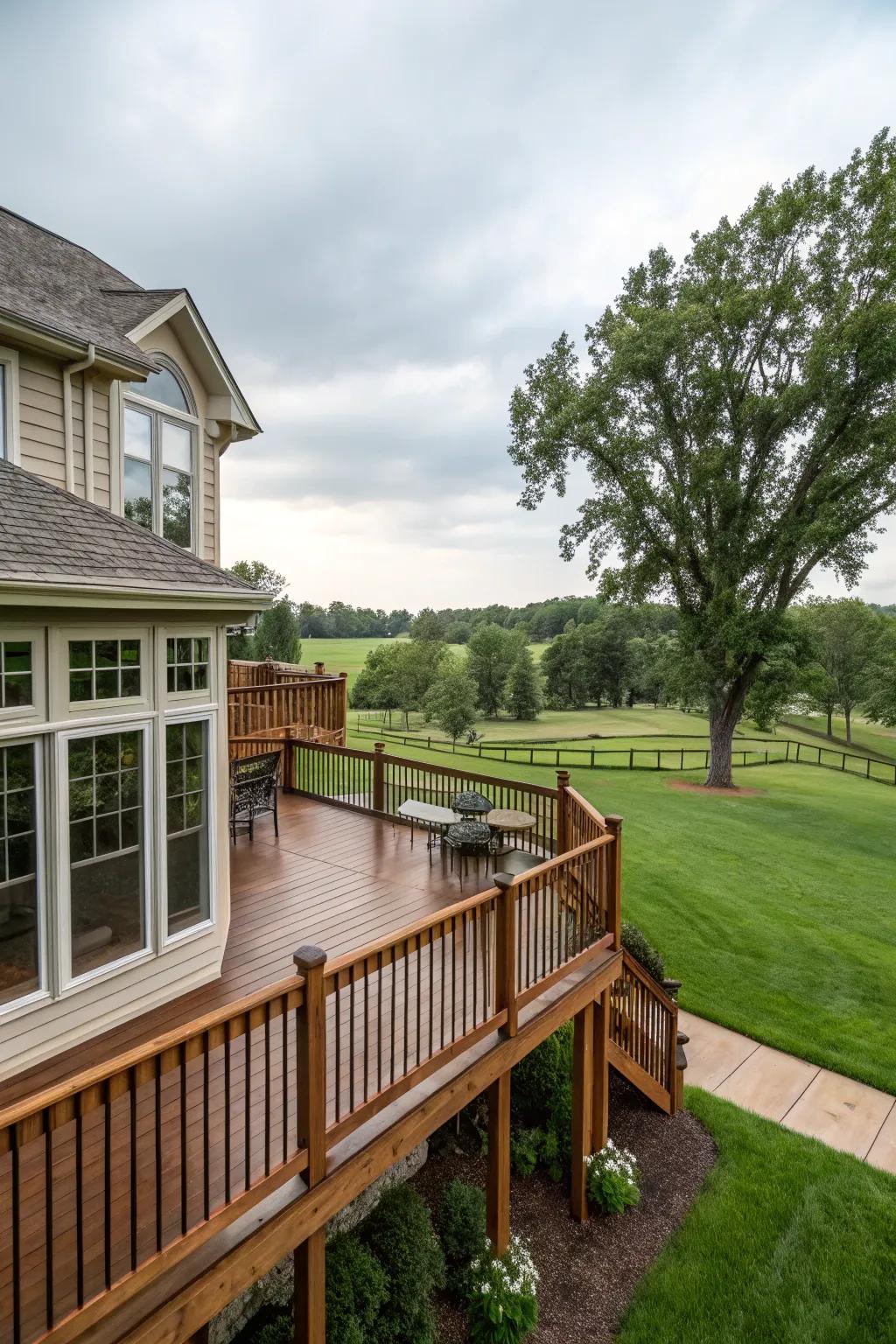 Raised decks afford striking panoramas and an element of refinement.