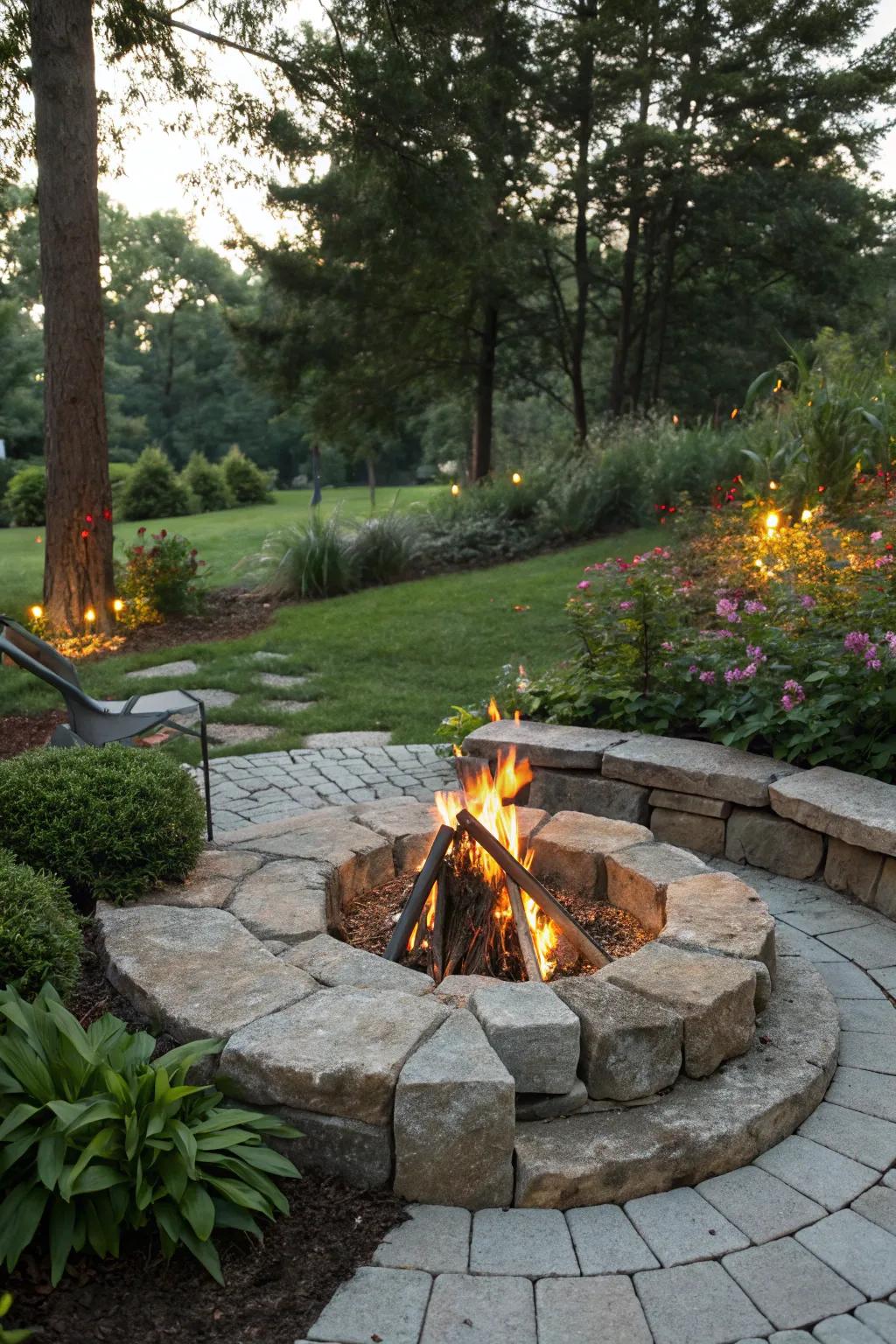 Fashion a welcoming bonfire center as the focal point of your party.