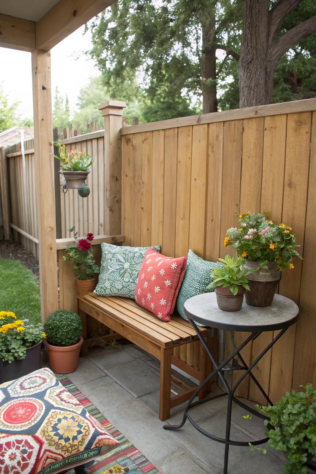 A cozy corner is ideally suited for unwinding and relishing the beauty of the outdoors.