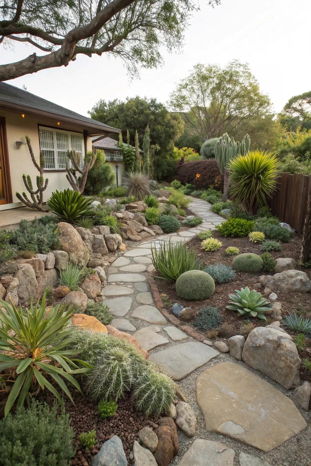Stone gardens contribute a hint of natural sophistication to your backyard easement.