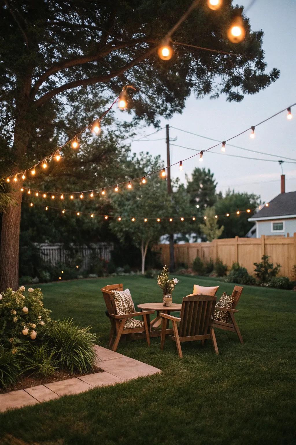 Twinkling lights imbue a sense of wonder to your outdoor living space.