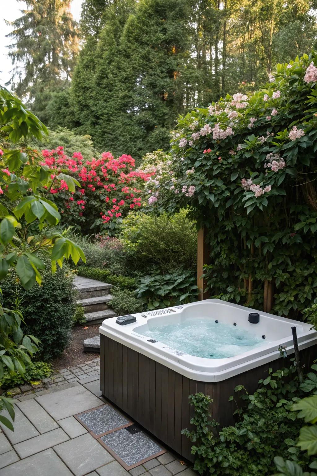 A bubble spa nestled among lush greenery offers a natural getaway.