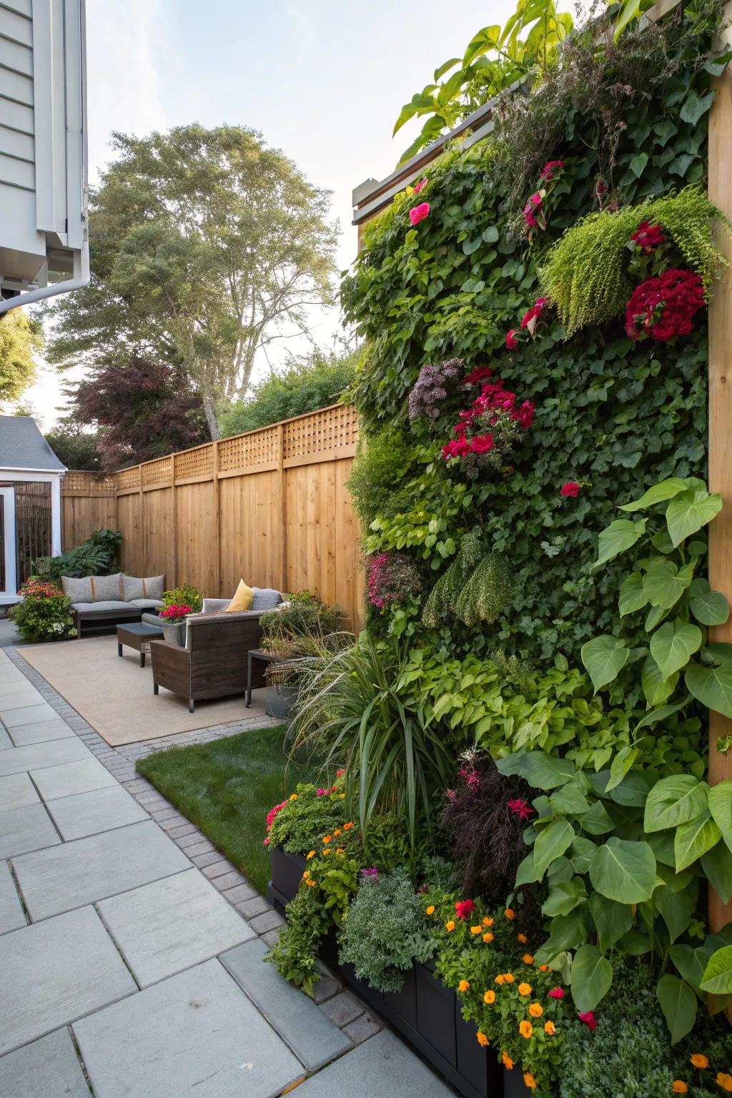 A verdant wall breathes new life into any backyard.