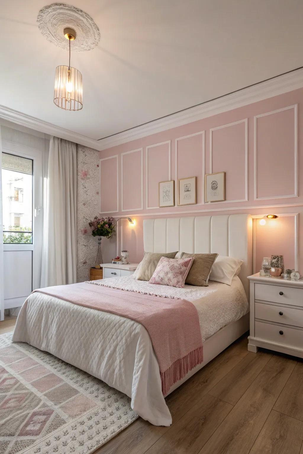 Gentle pastels fashion a calming environment perfect for a ballet-inspired area.