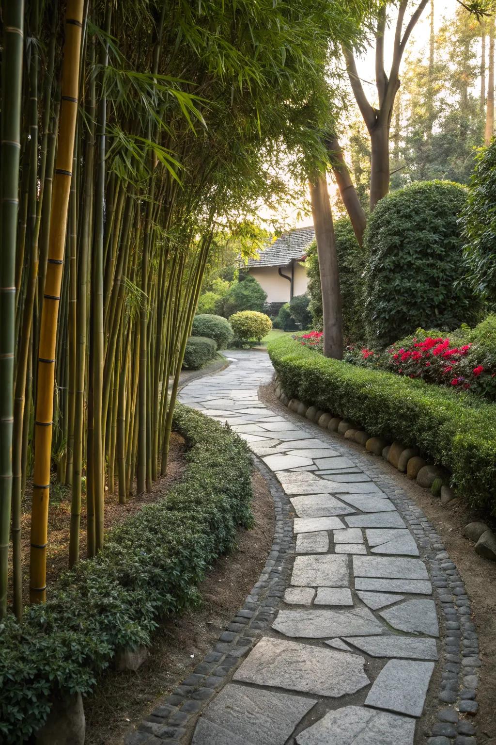 A tranquil reed-lined trail is perfect for quiet, serene walks.