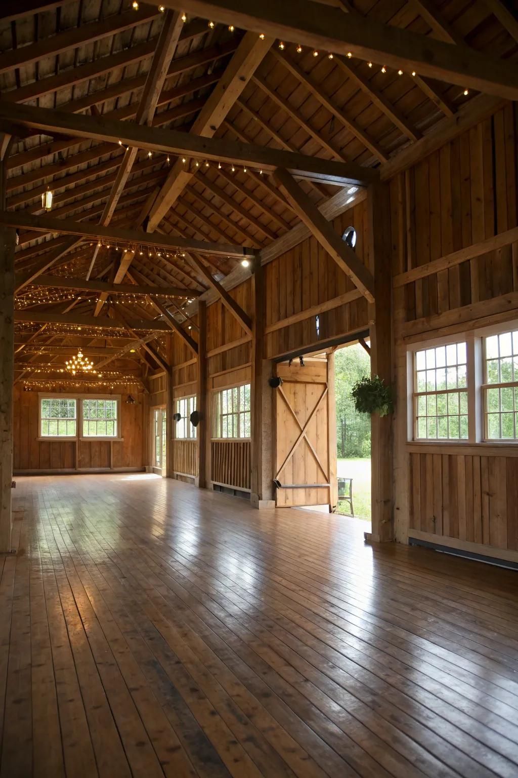 Wood floors imbue your barn with a sense of rustic charm.