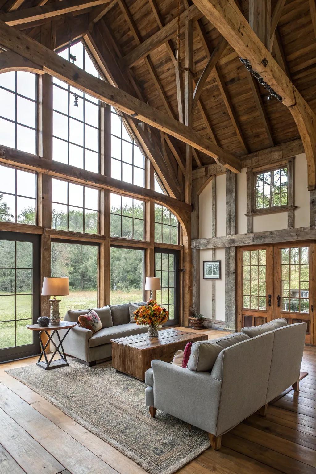 A rustic haven barn blends historical charm with modern amenities.