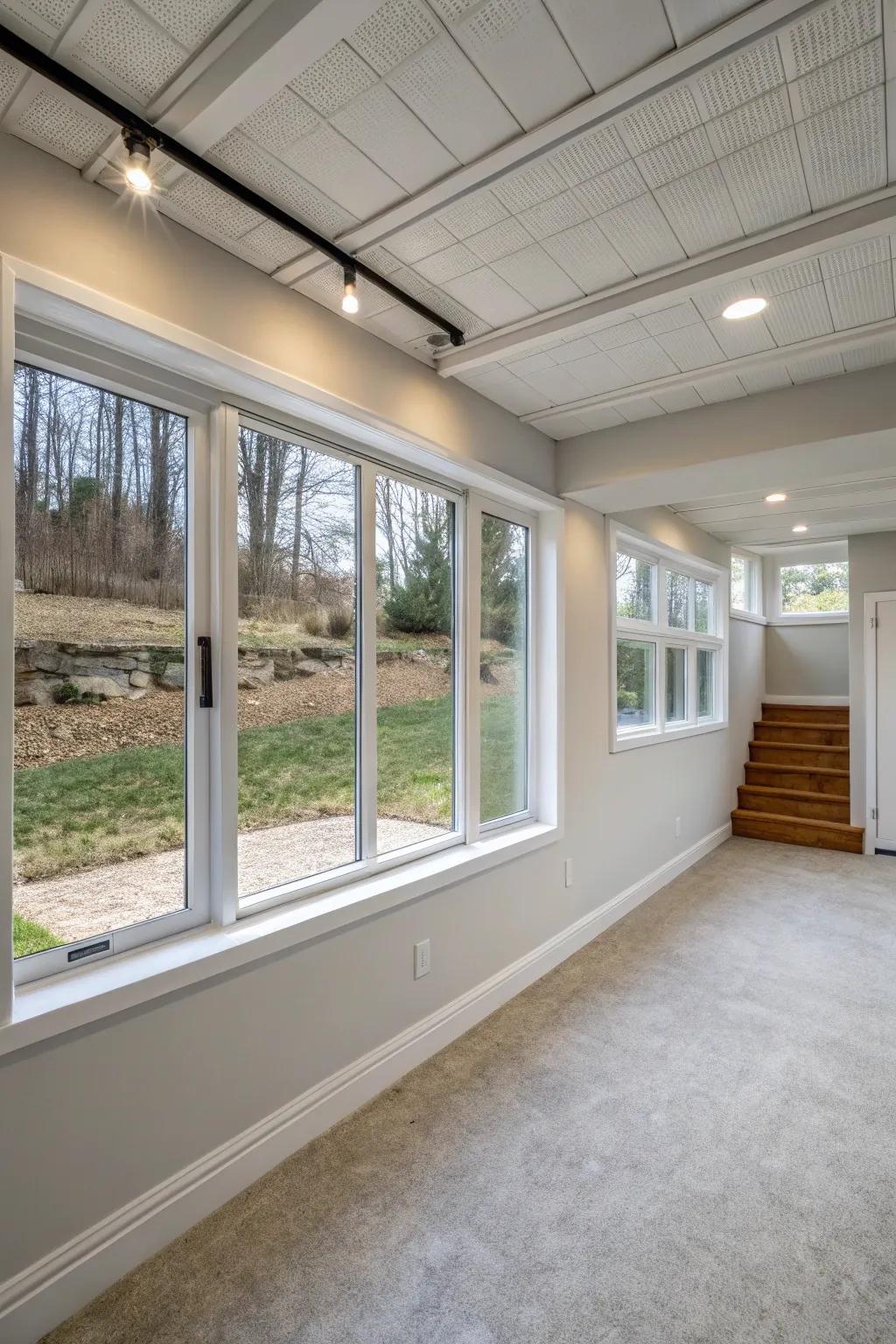 Escape windows have the ability to transform a dark basement into a bright and airy space.