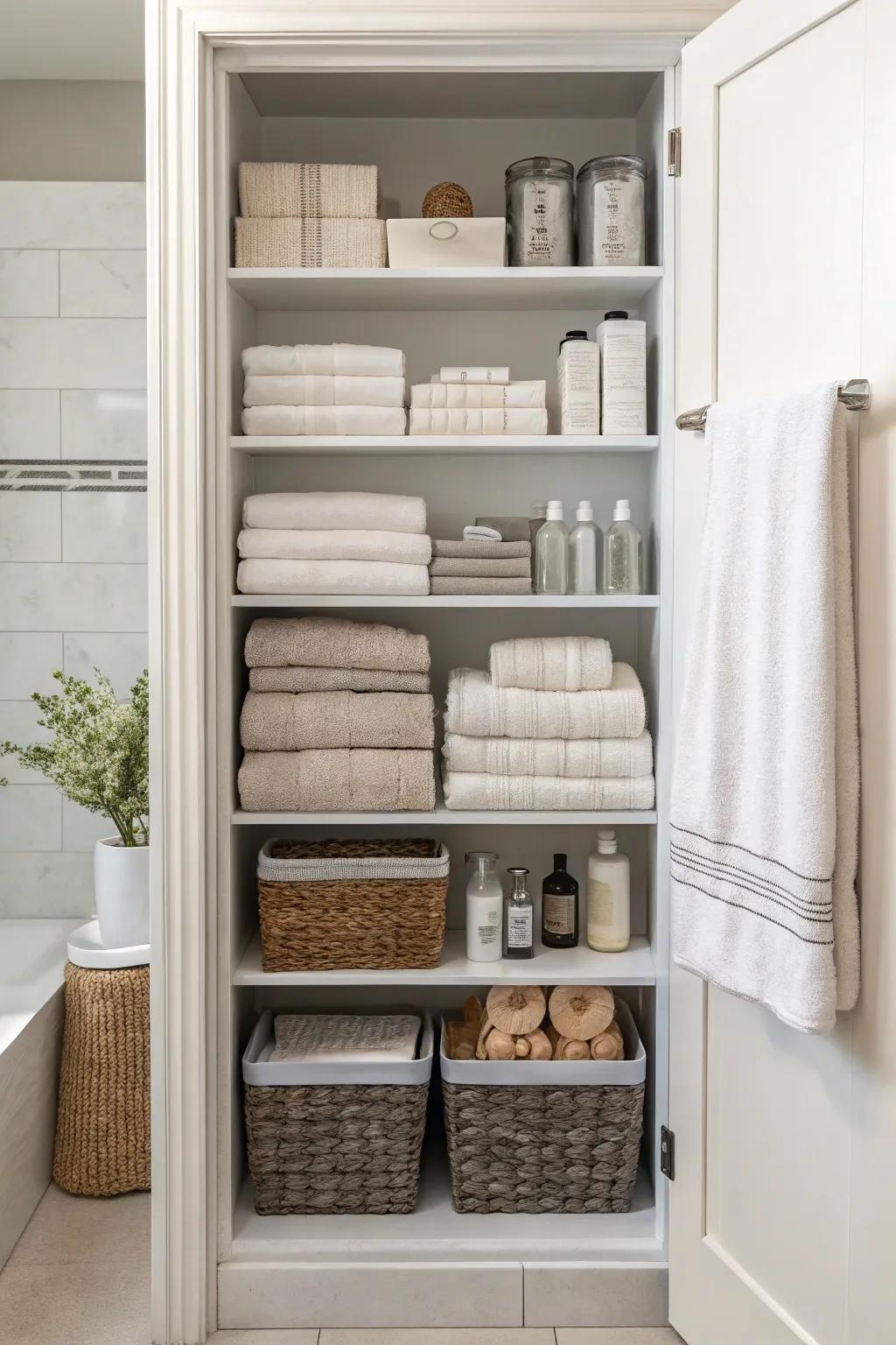 Maximize vertical space using adjustable shelves.