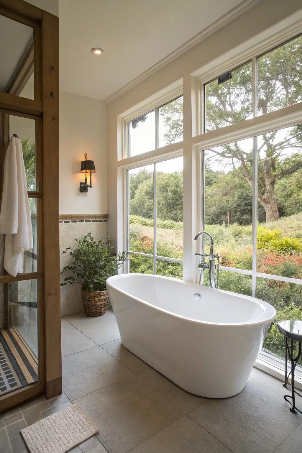 Allow an unattached soaking tub to be the centerpiece of your soothing bathroom haven.