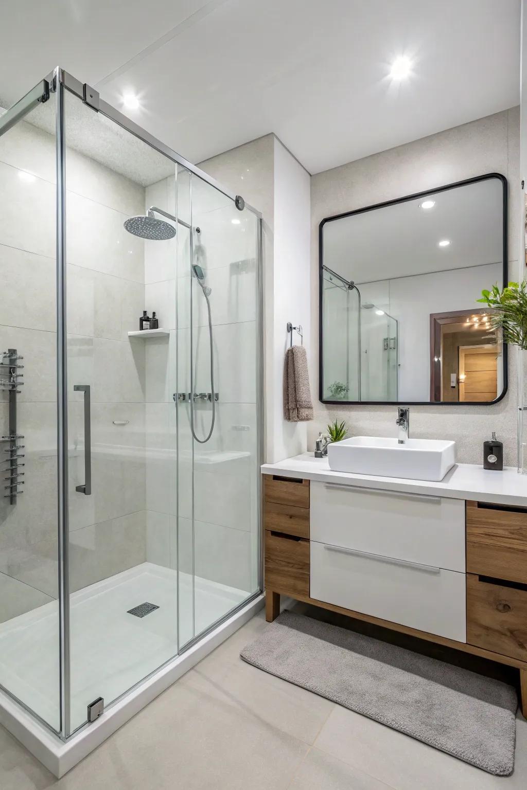 Minimalism is essential for an elegant and modern bathroom ambiance.
