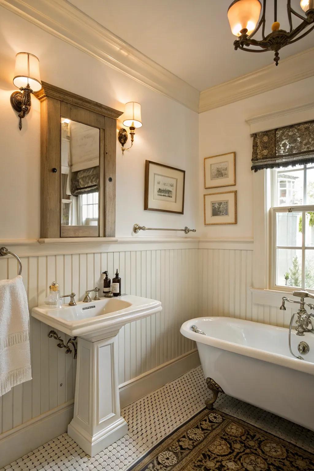 Eternal beauty with classic paneling in the bathroom.