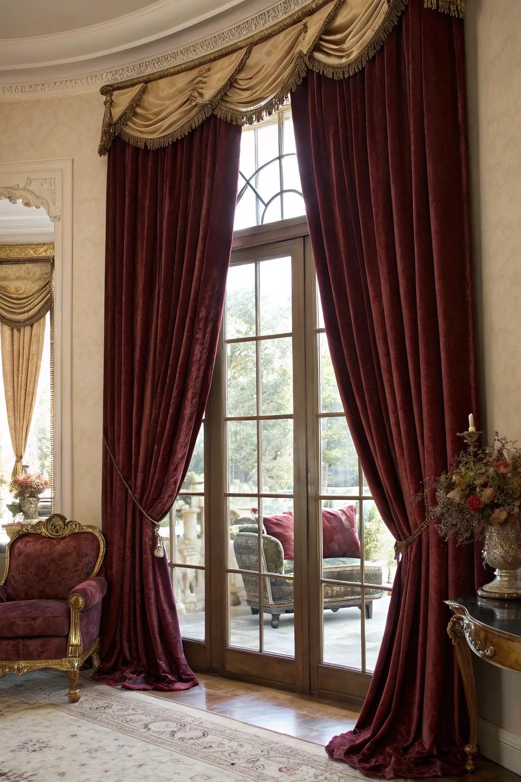 Elegant drapes add sophistication to any bay window.