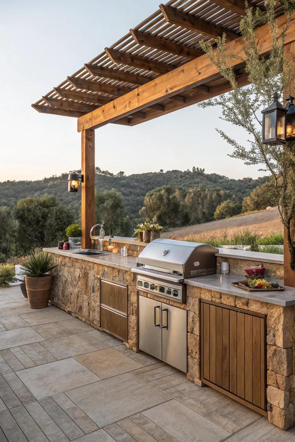Achieve a fluid cooking experience with an integrated outdoor kitchen.