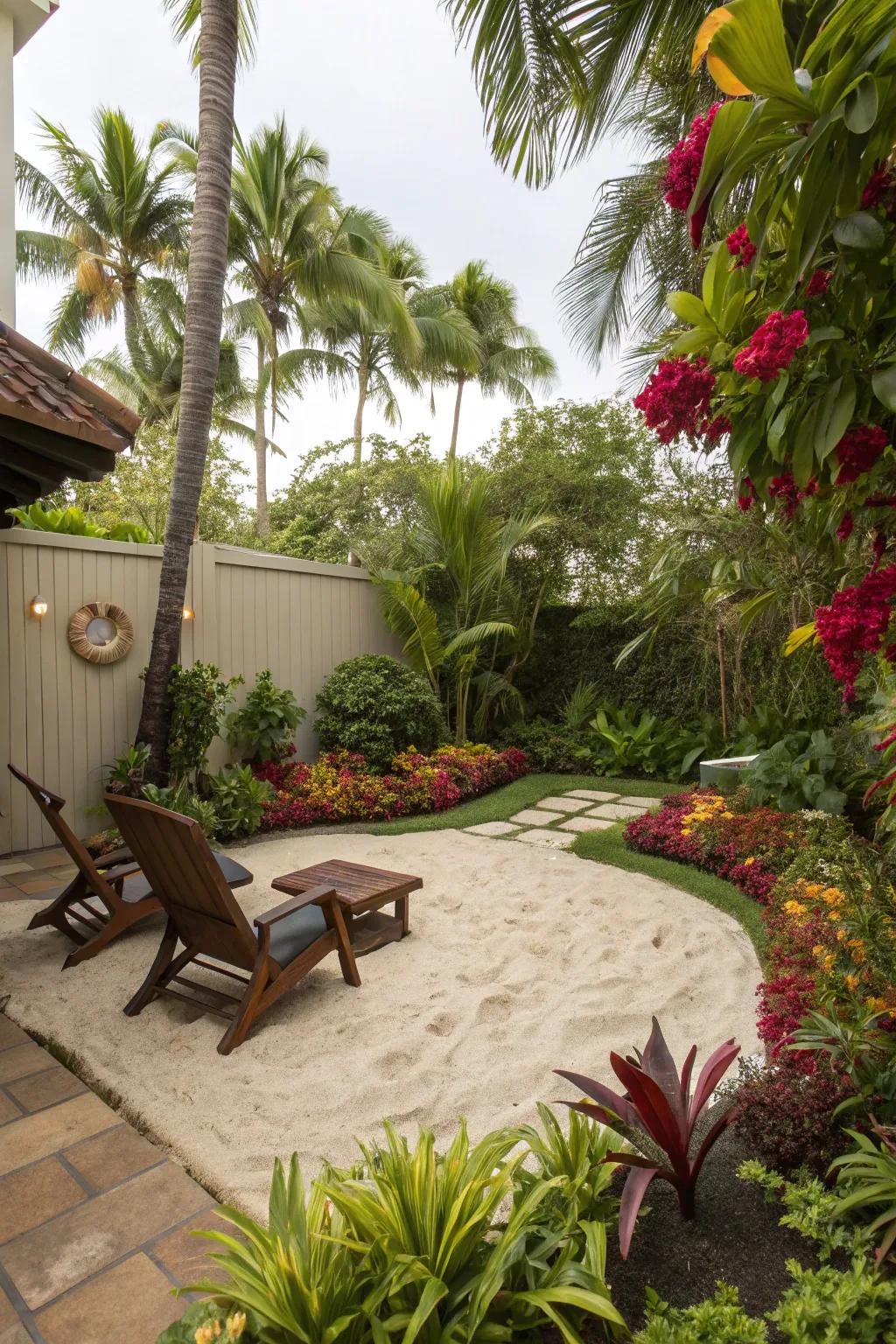 Just a corner of sand can bring a beachy vibe straight to your backyard.