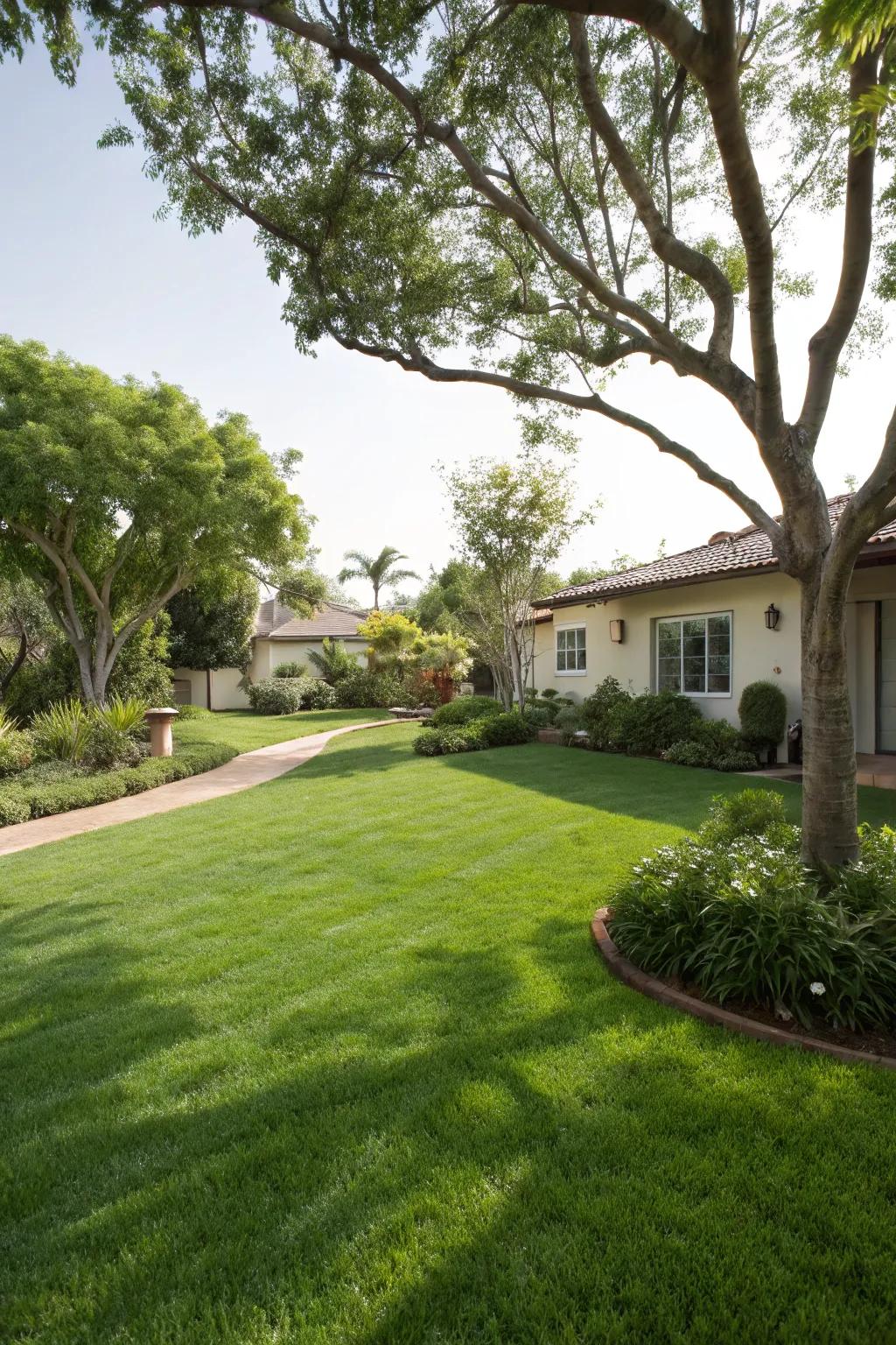 A lively green lawn enhancing the allure of the front yard.