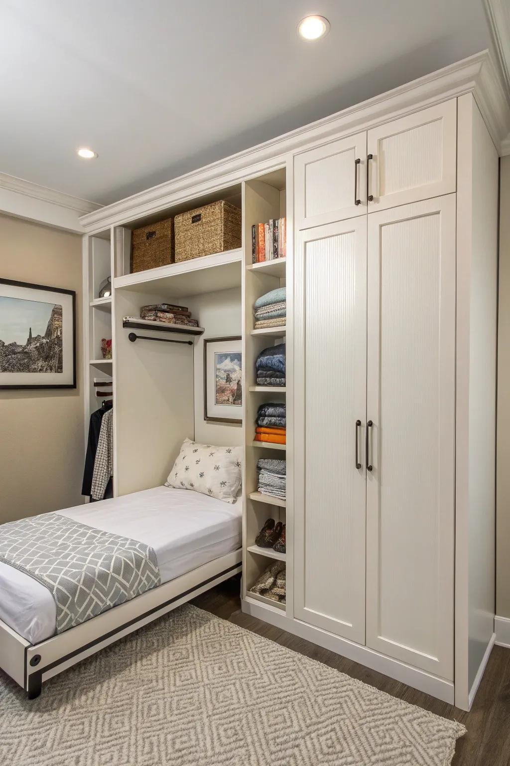 A Hideaway bed seamlessly integrates into the closet, enhancing your room's possibilities.