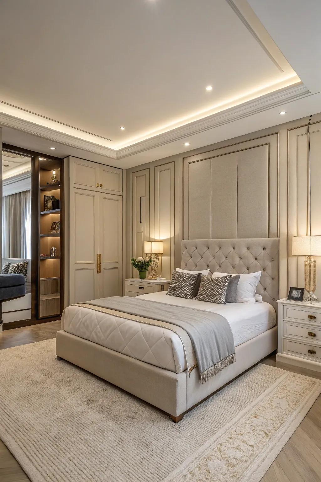 Sleek custom-fit panels deliver a modern feel around the bed frame.