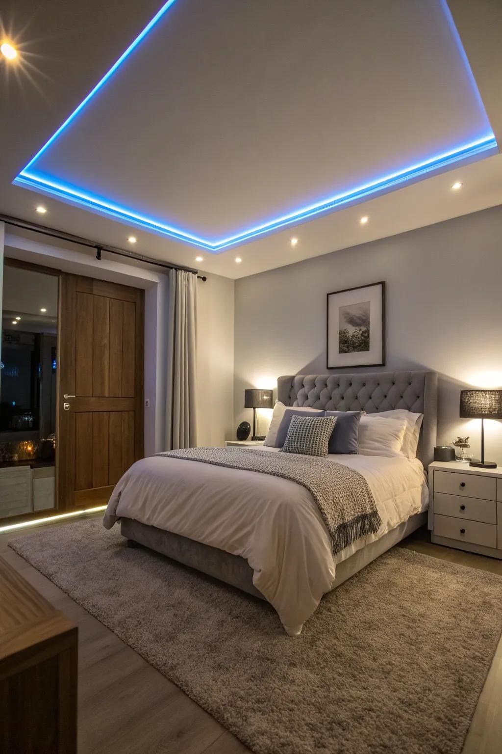 Luminlay strips give a modern spin to any bedroom.