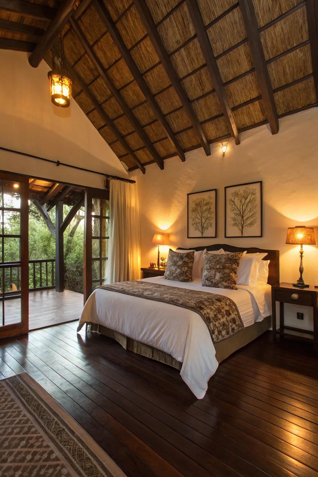 Timeless hardwood flooring introduces warmth and elegance to your bedroom.