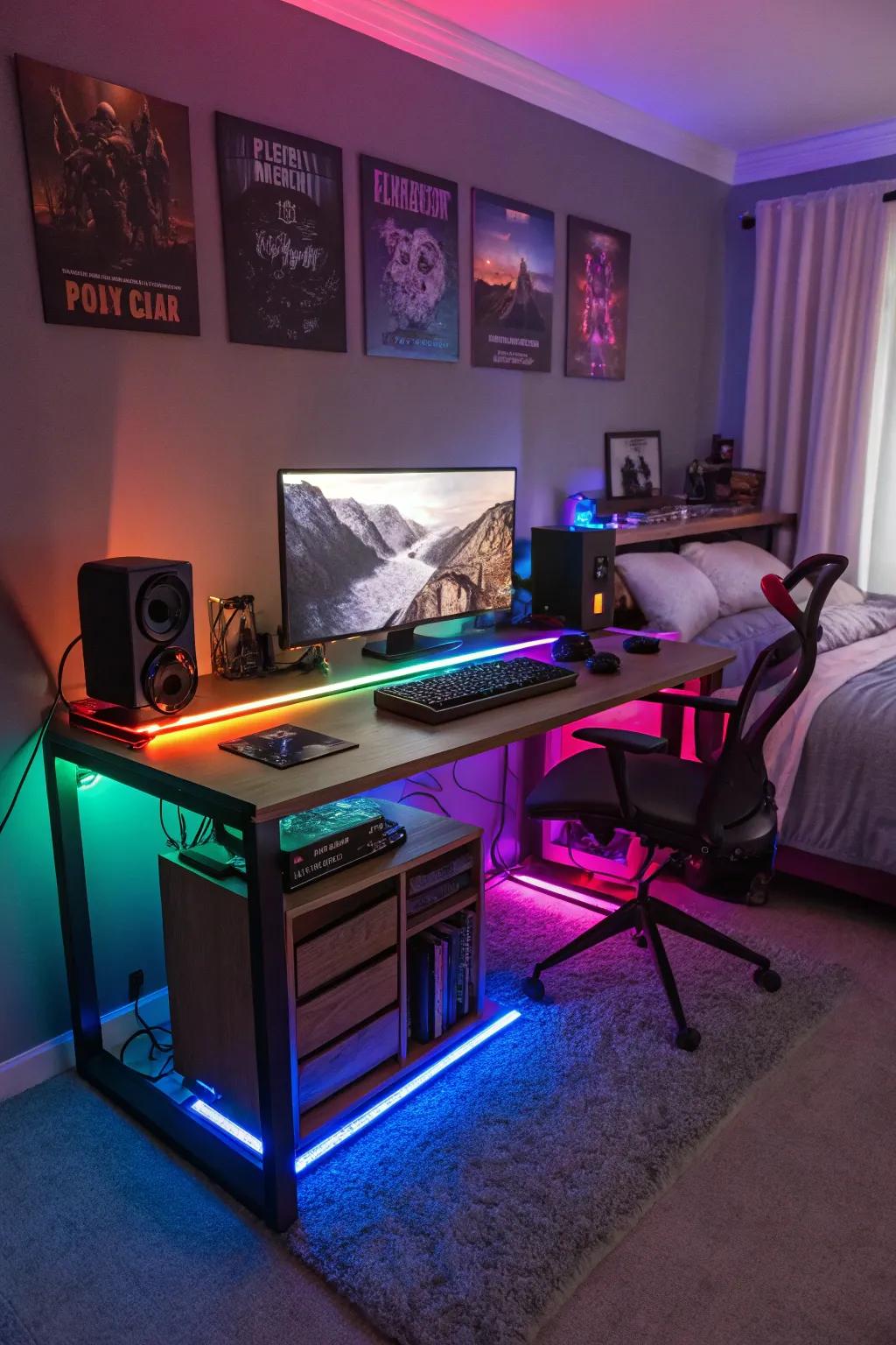 Spectrum illumination crafts an immersive gaming ambiance.