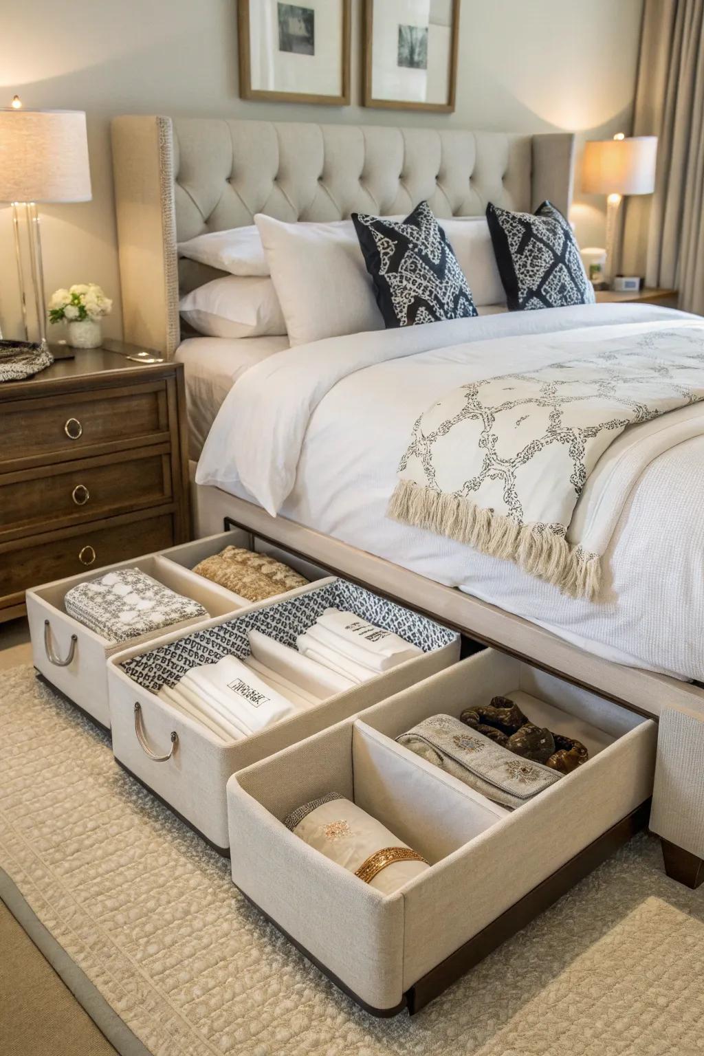 Get the most out of your bedroom's square footage with smart under-bed storage ideas.