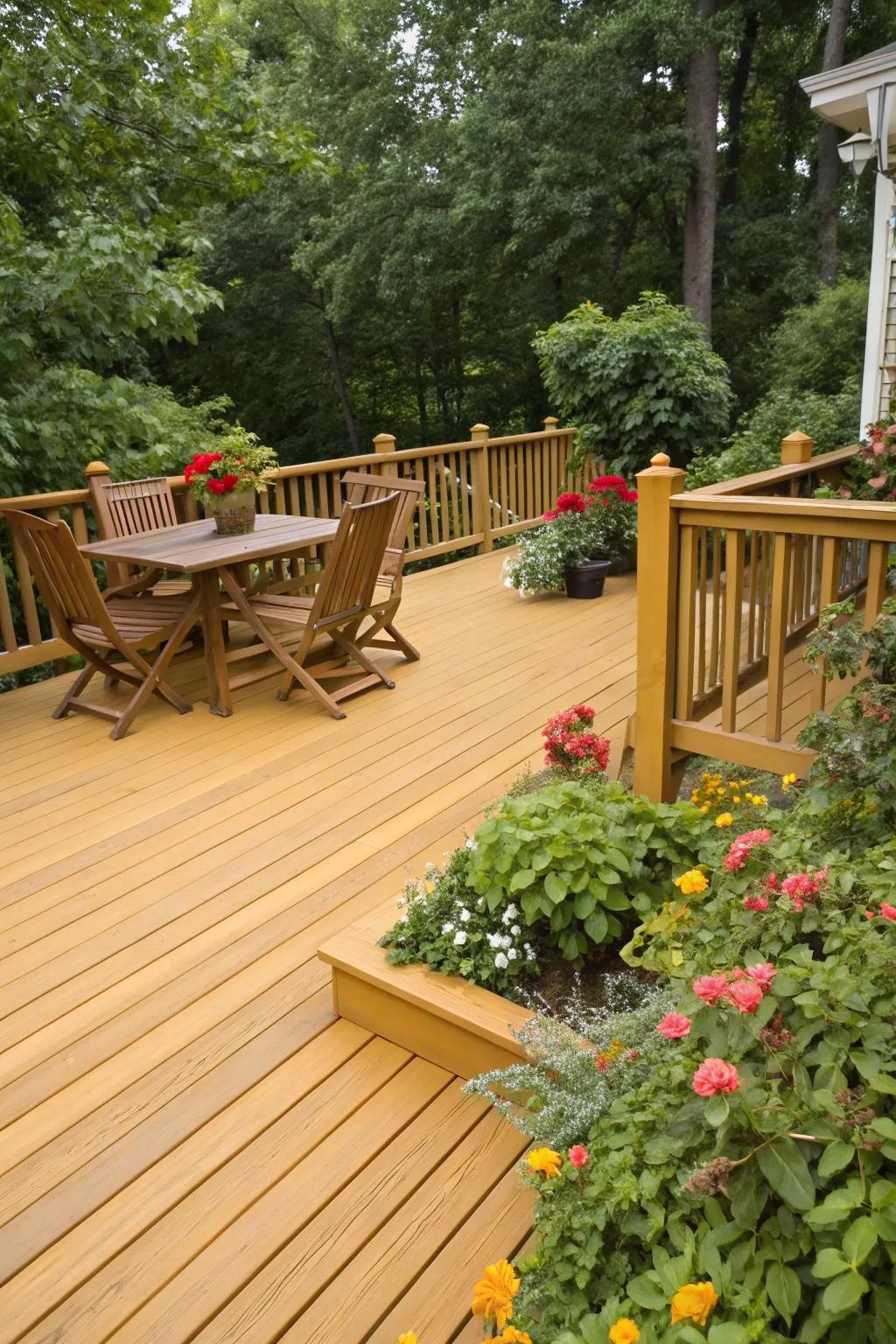 Gilded Wood deck finish brings a timeless warmth suitable for any style.