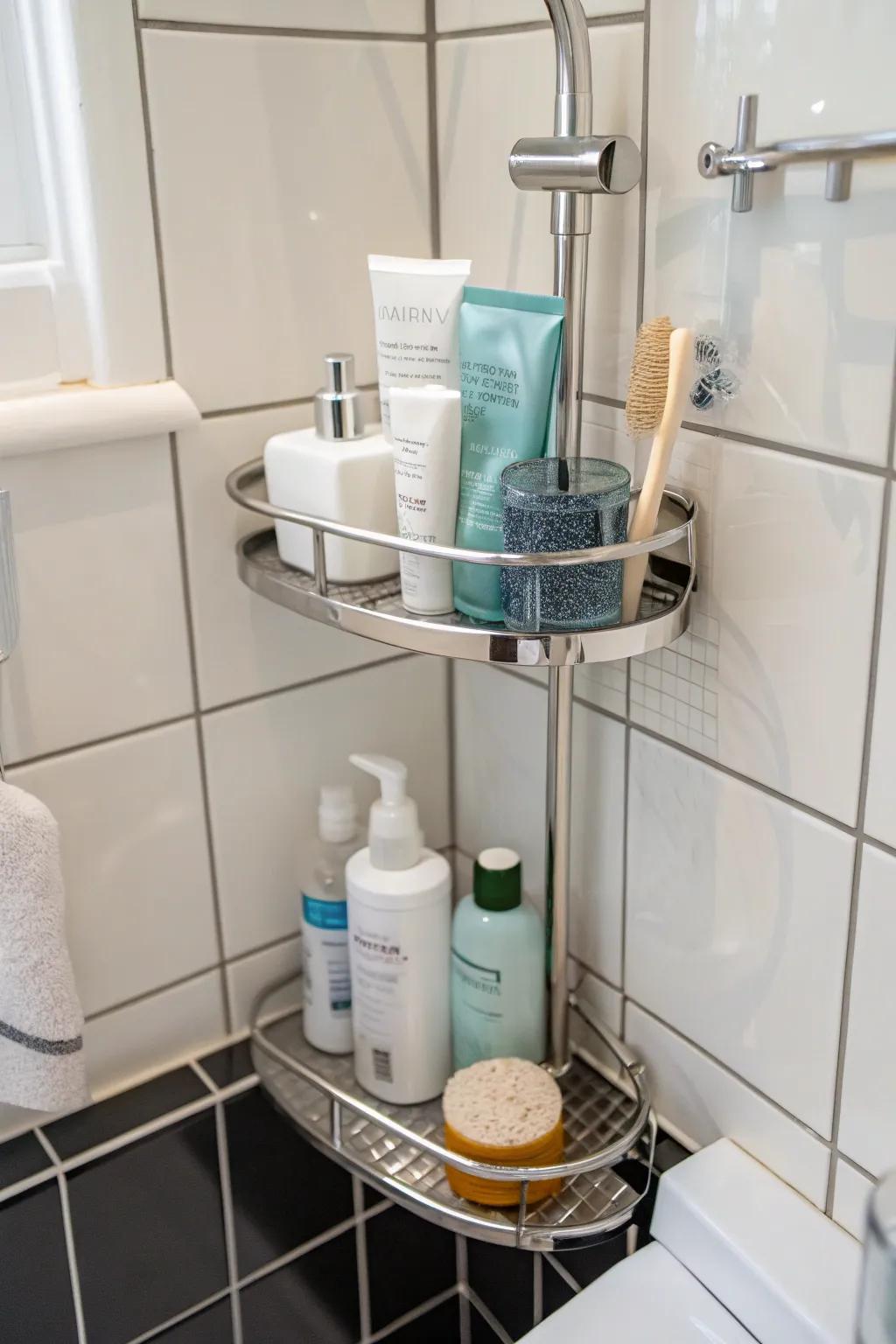 Amplify your area with a corner shower buddy, where practicality meets style.