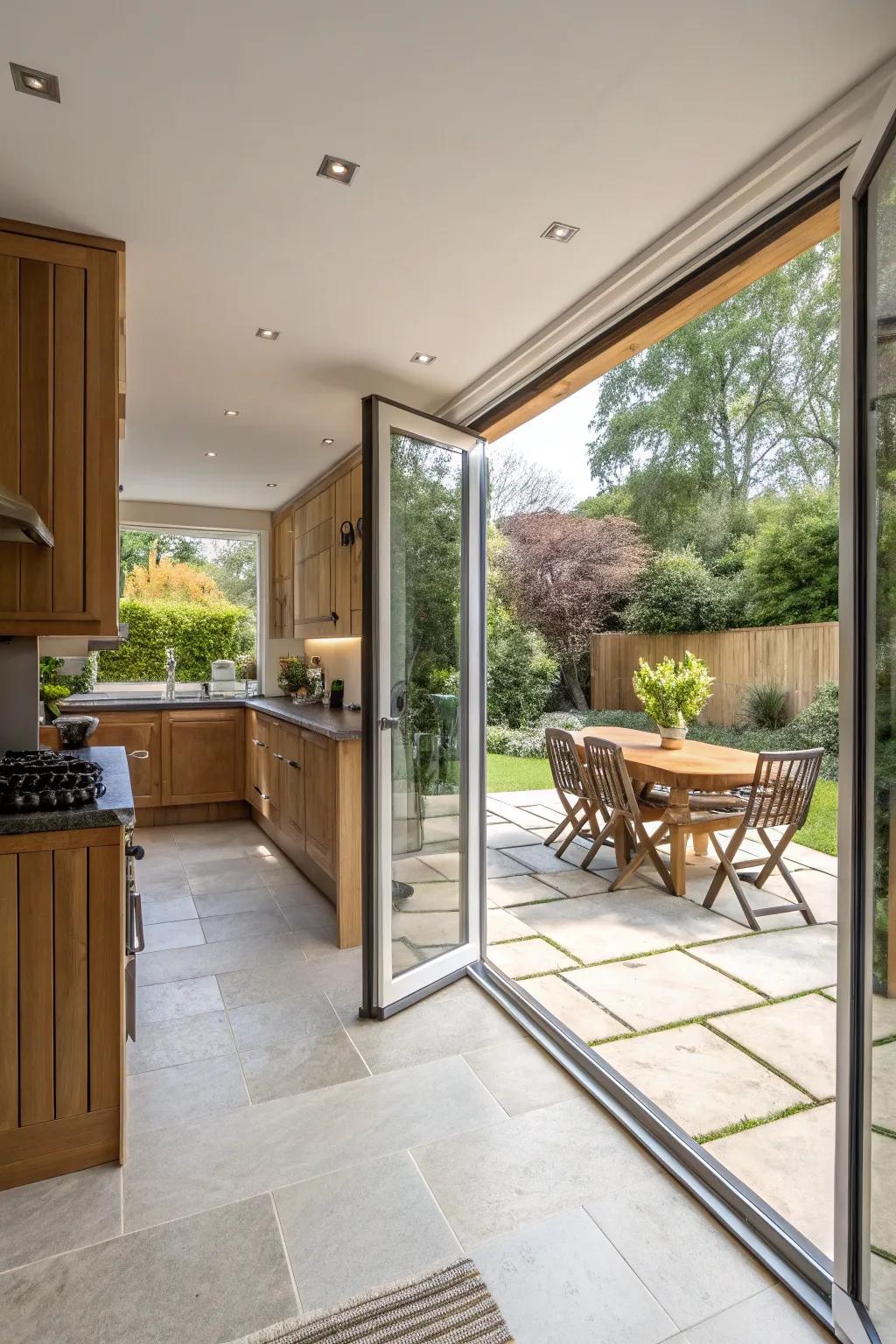 Seamlessly connect your indoor kitchen to the outdoor patio.