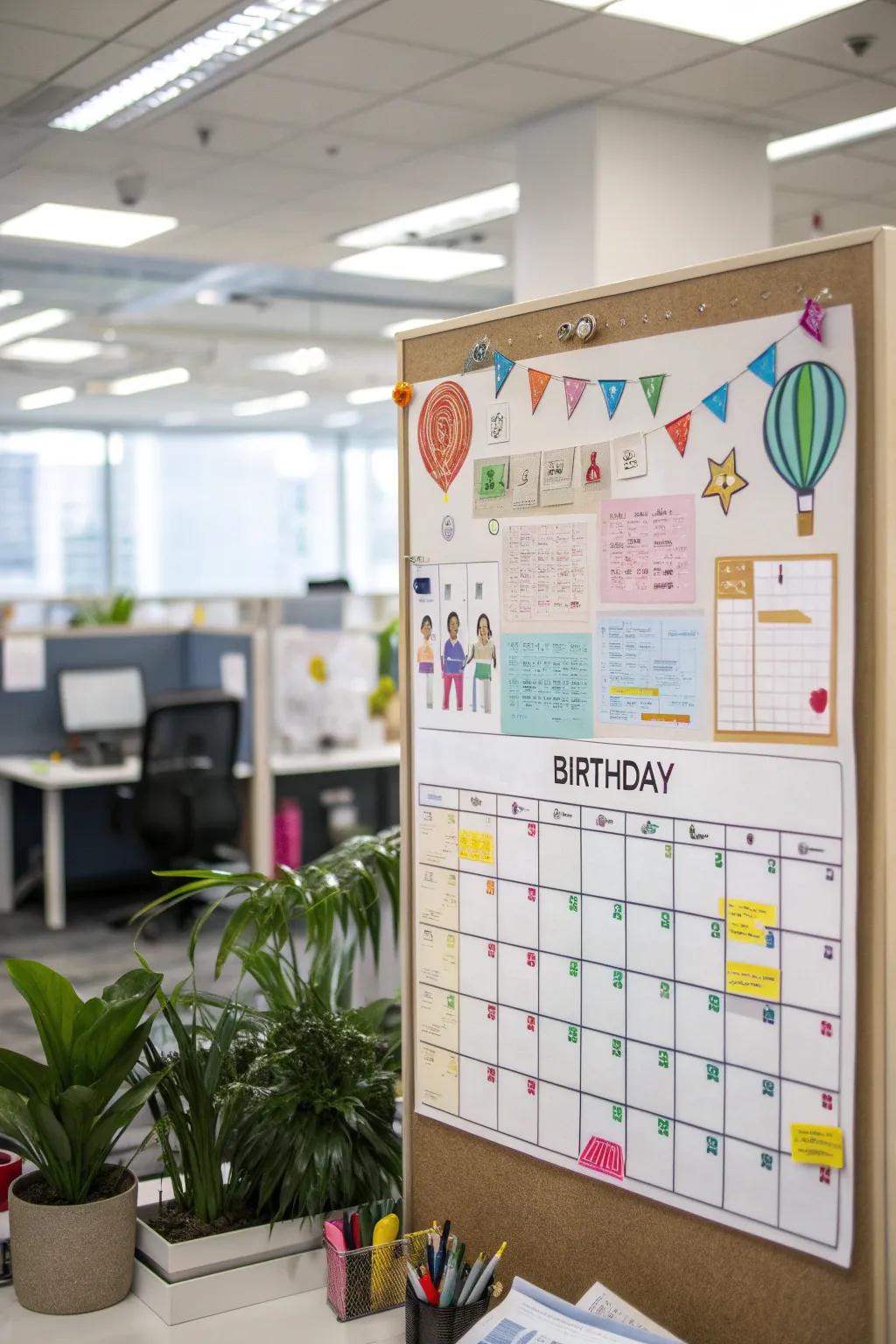 A bright yearly layout to monitor birthdays.