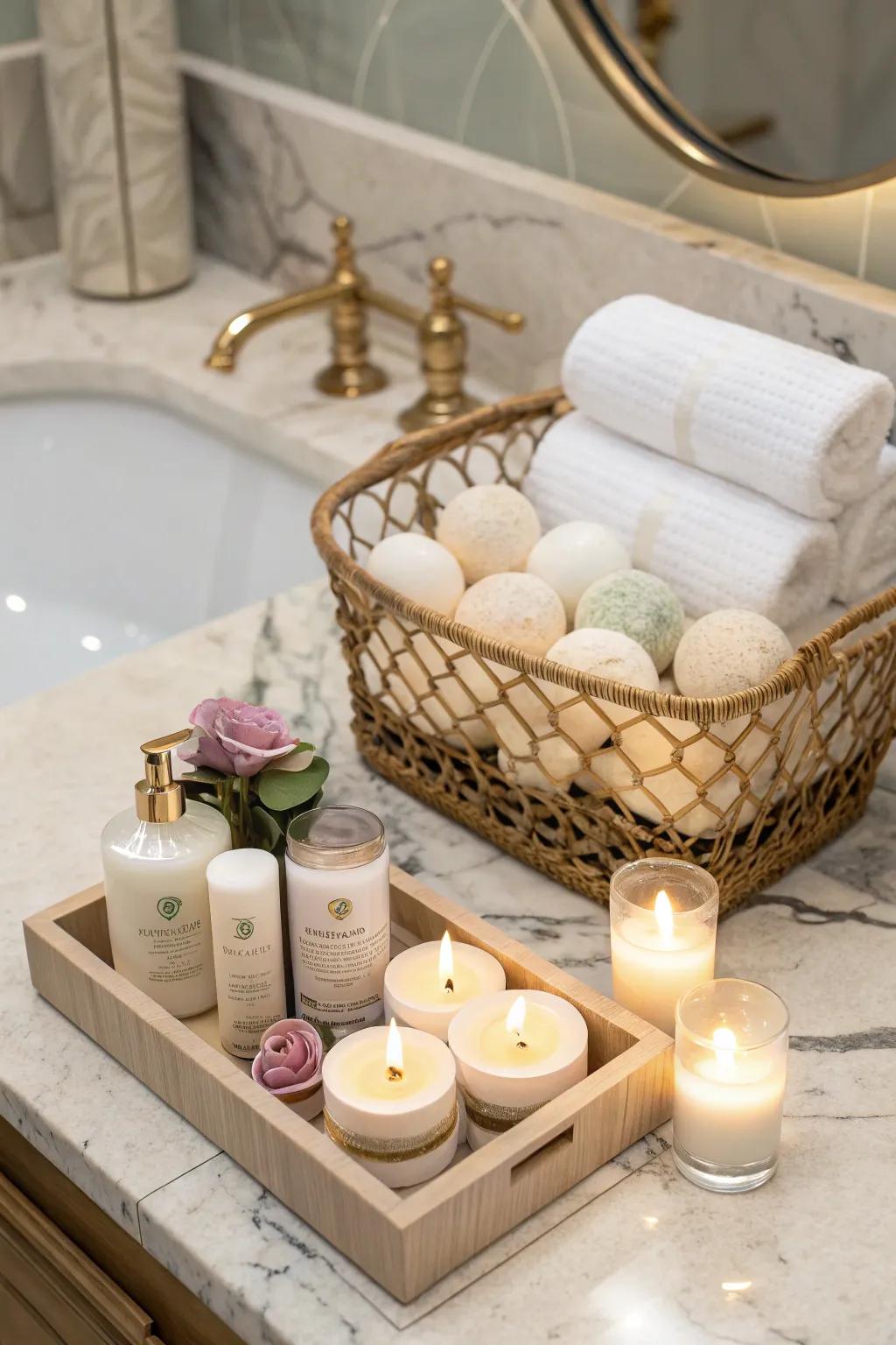 Unwind with a luxurious spa day gift basket.