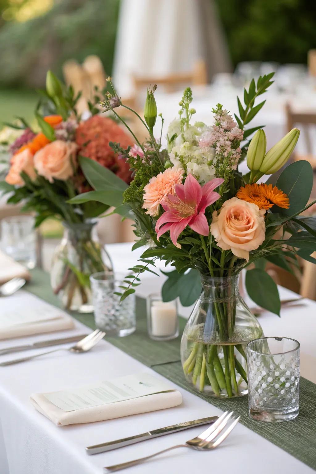 Elegant flower displays add a timeless charm to any party.