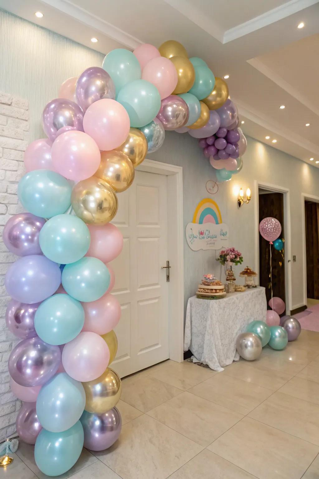 A stunning balloon arch creating a grand entrance