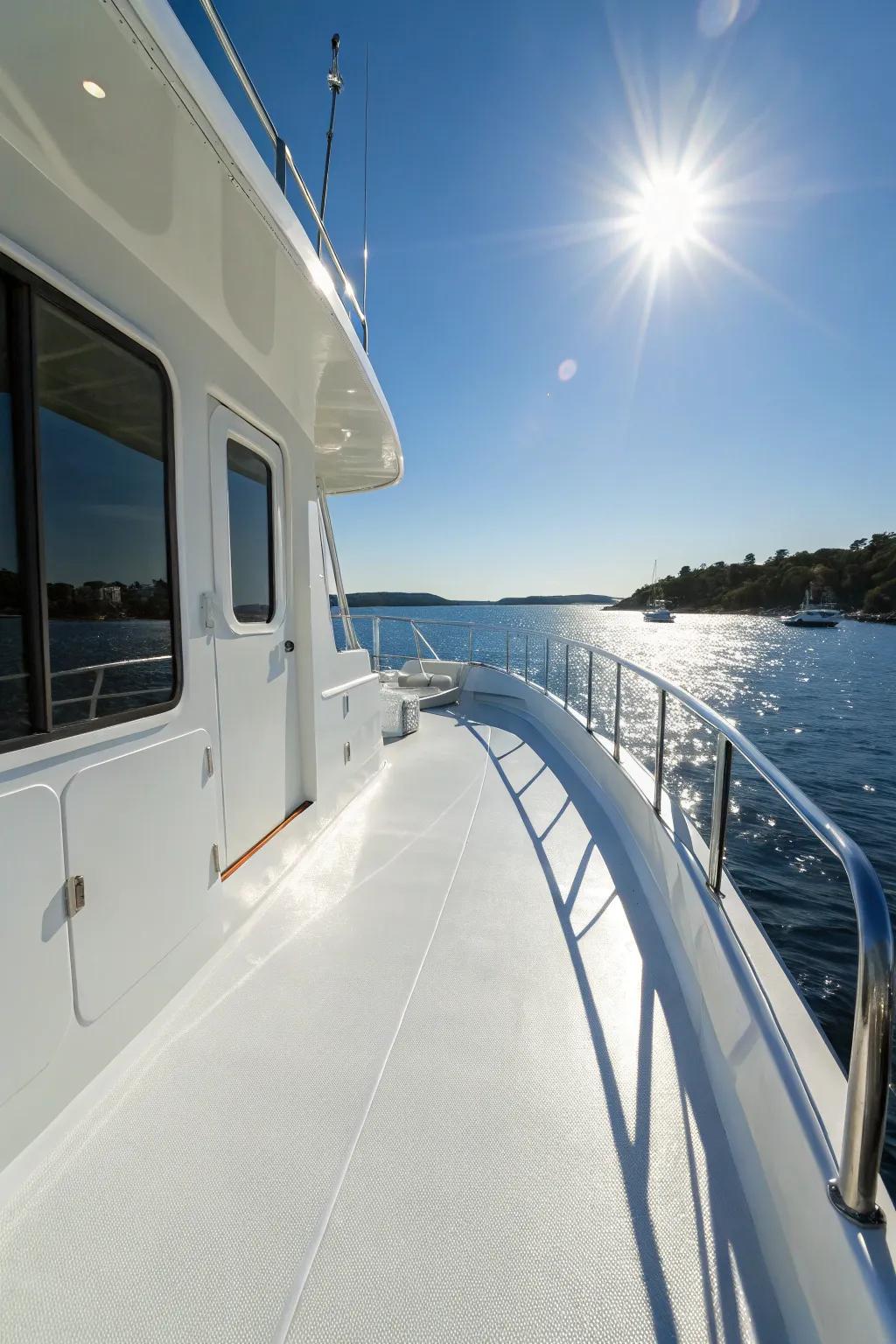 A timeless white deck provides a pristine and classic appearance.